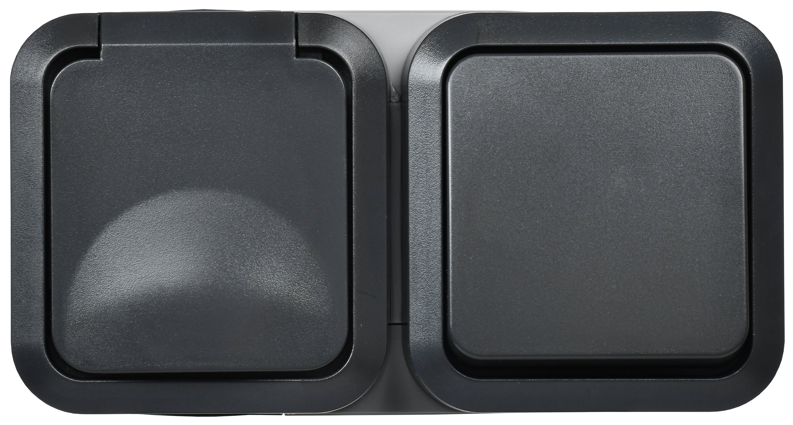 TORS Блок розетка + выключатель горизонтальный 16А IP55 TS142 графит IEK