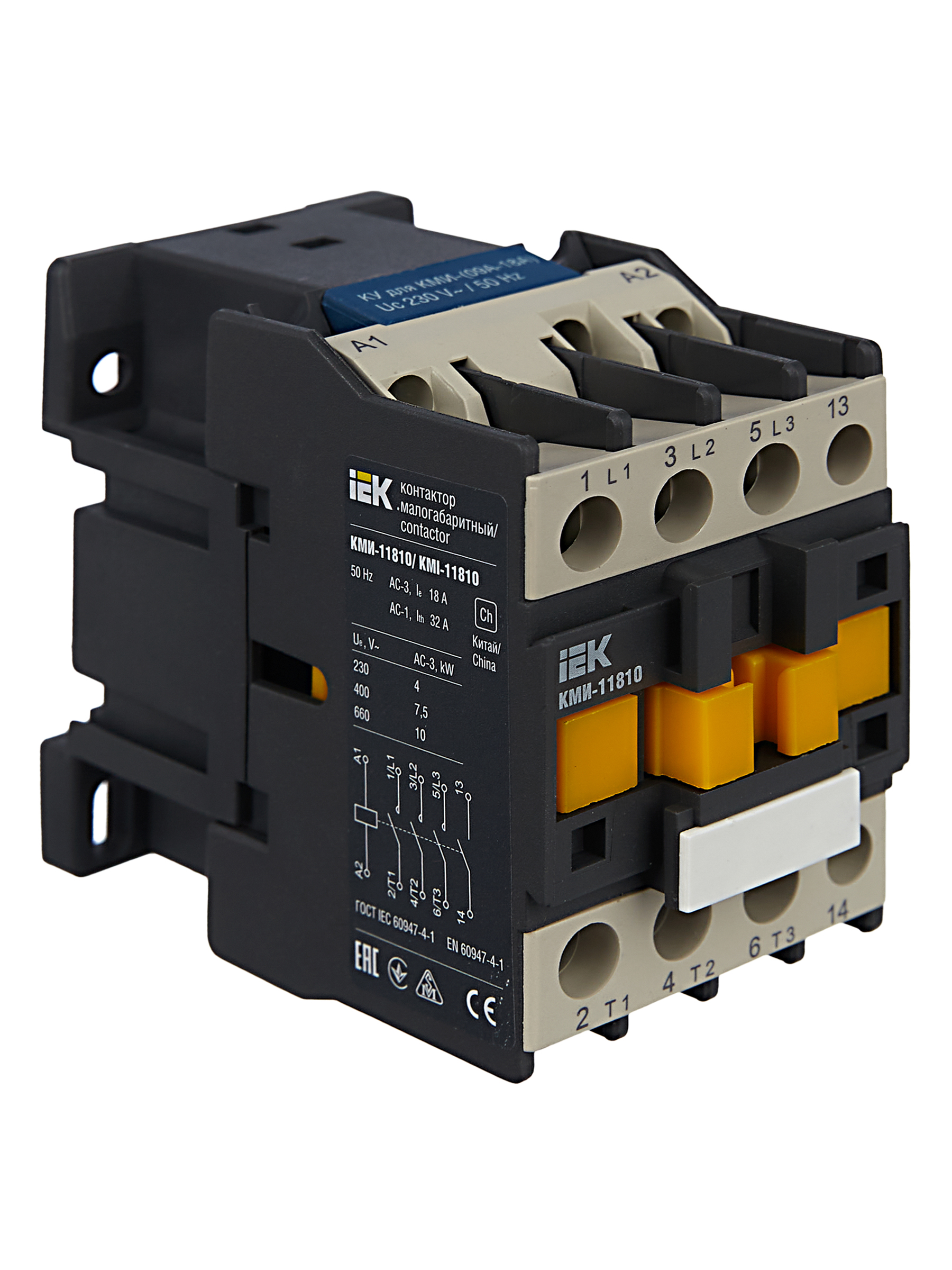 Контактор КМИ-11810 18А 230В/АС3 1NO IEK