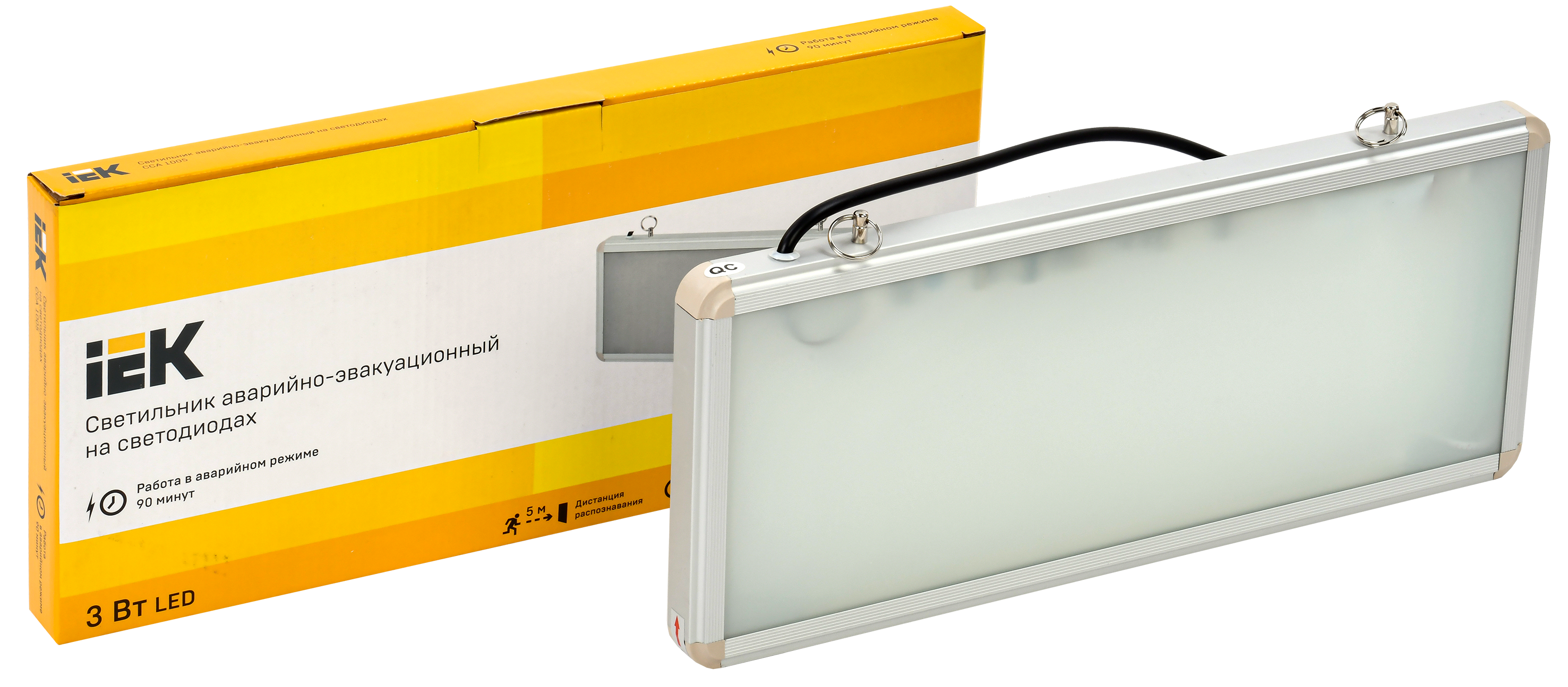 Светильник аварийный ССА1005 на светодиодах 3Вт 1,5ч односторонний без наклейки IEK