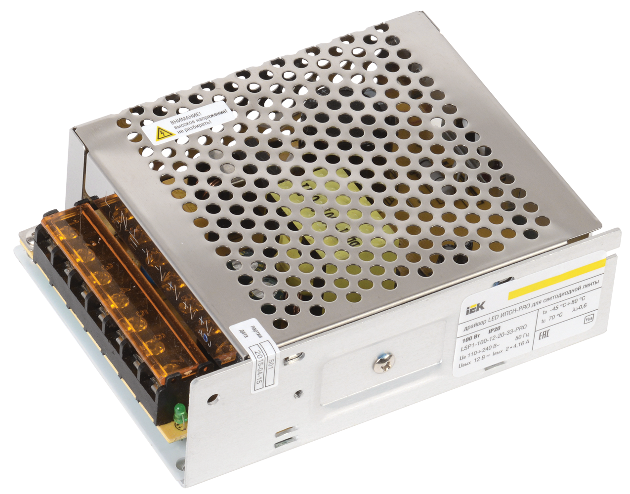 Драйвер LED ИПСН-PRO 100Вт 12В блок-клеммы IP20 IEK