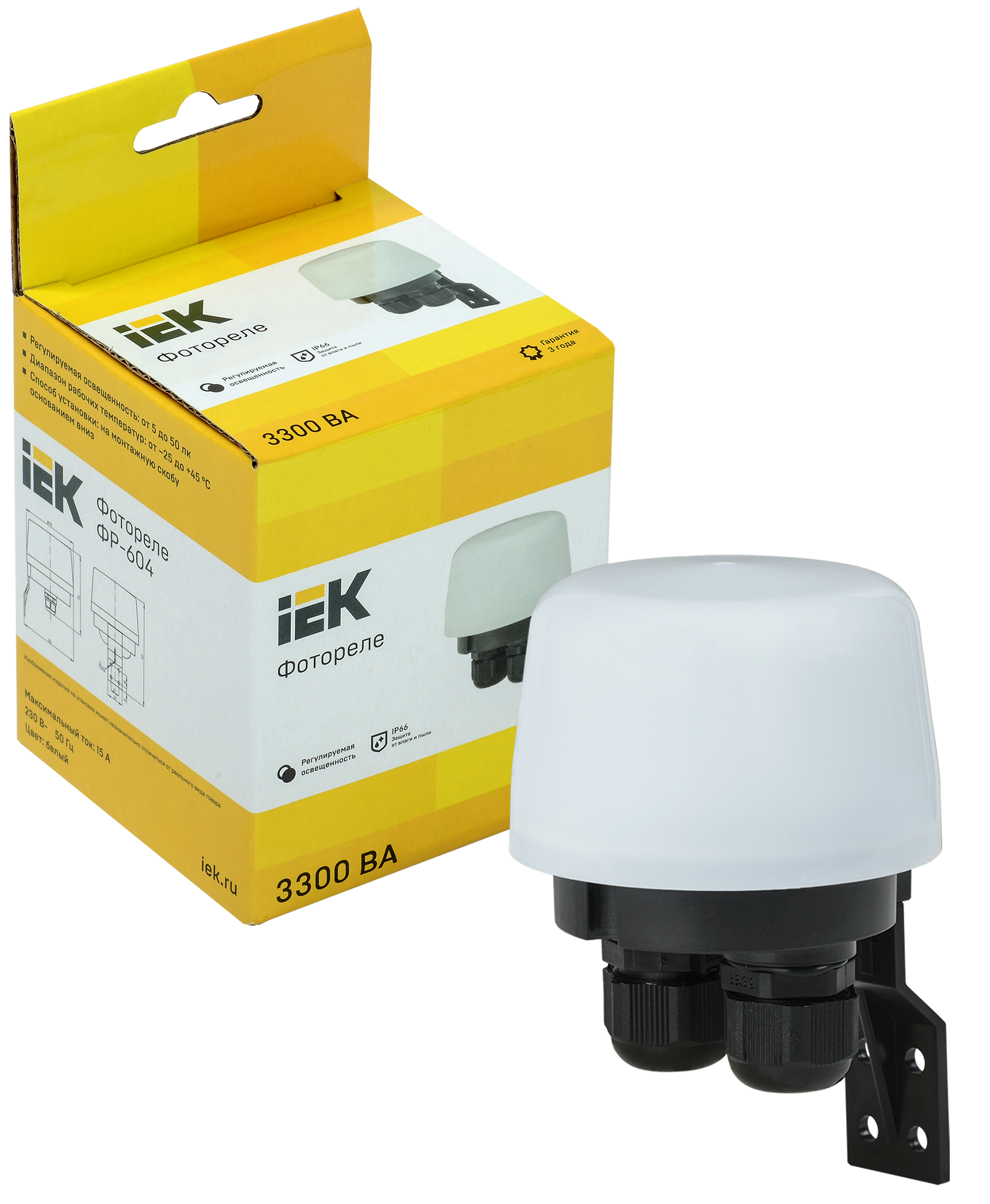 Фотореле ФР-604 3300ВА IP66 белый IEK