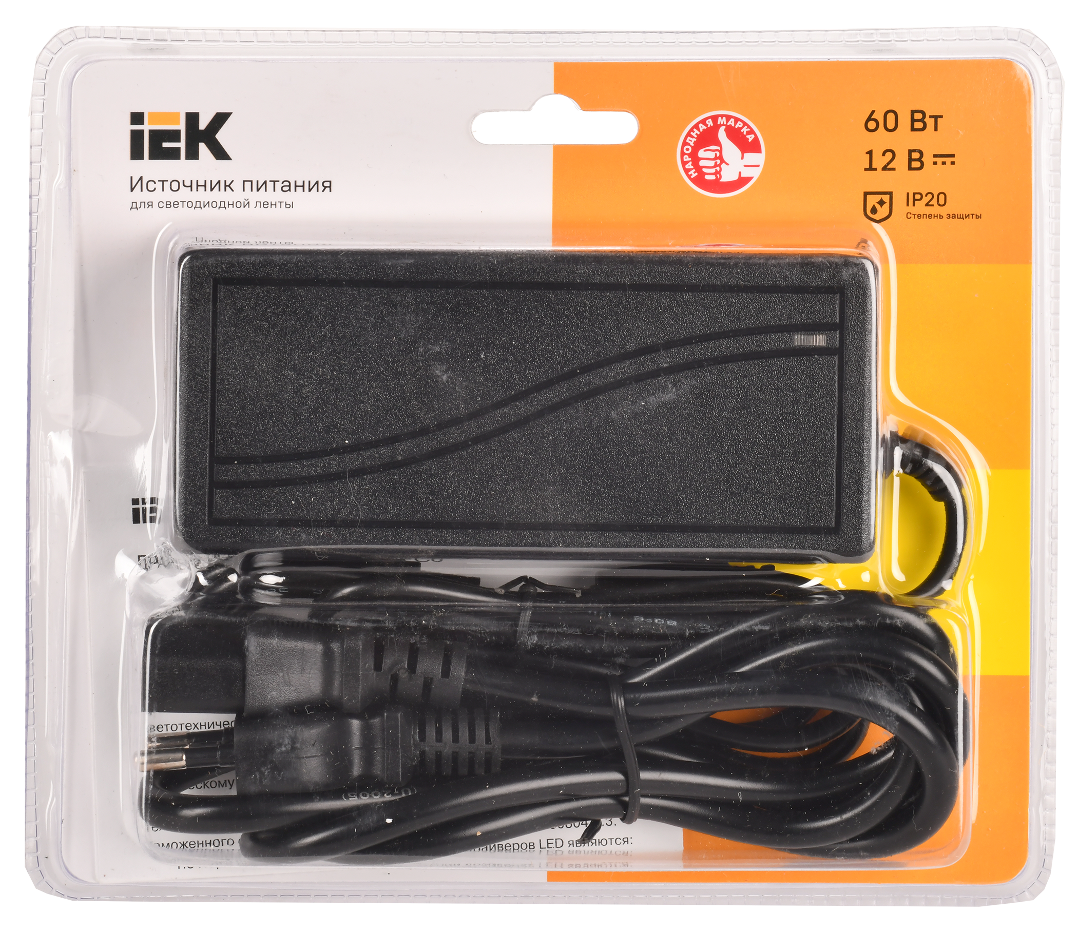Драйвер LED ИПСН-ECO 60Вт 12В сетевая вилка-блок-Jack5,5 IP20 IEK