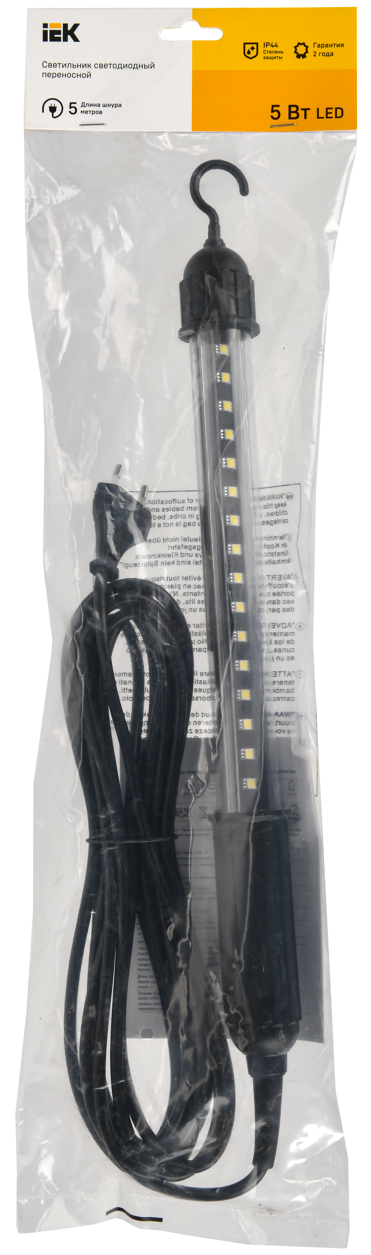 Светильник светодиодный переносной ДРО 2060 IP44 шнур 5м черный IEK