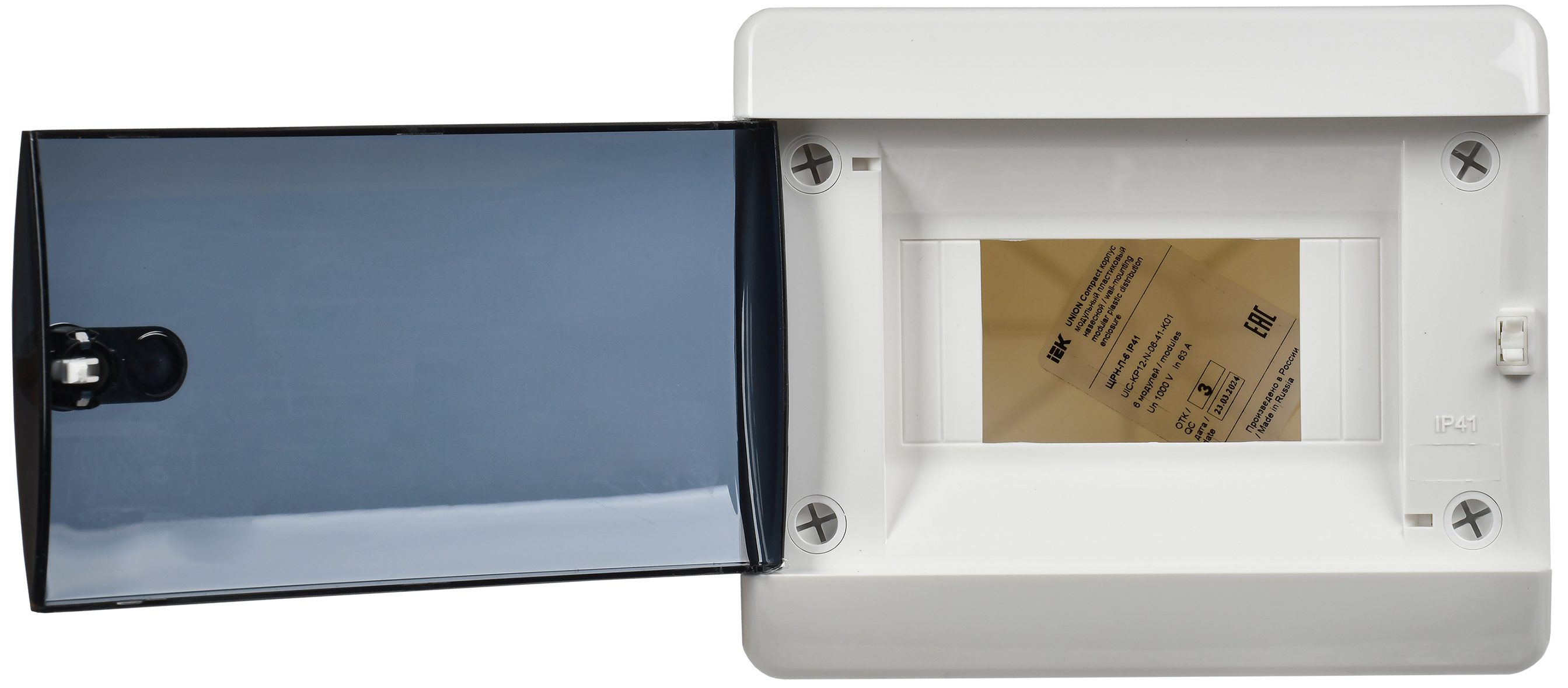 UNION Compact Корпус пластиковый ЩРН-П-6 IP41 черная прозрачная дверь IEK