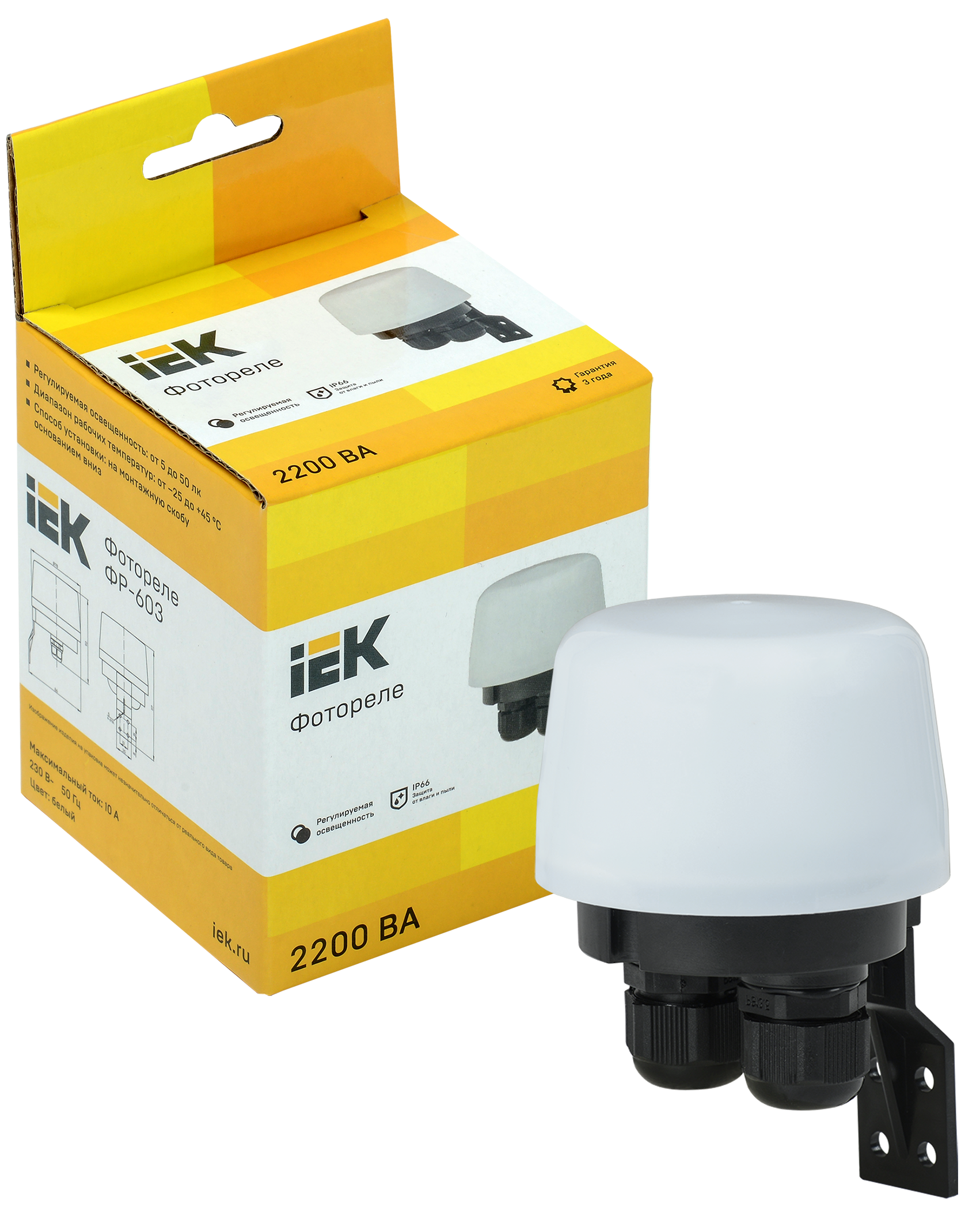 Фотореле ФР-603 2200ВА IP66 белый IEK