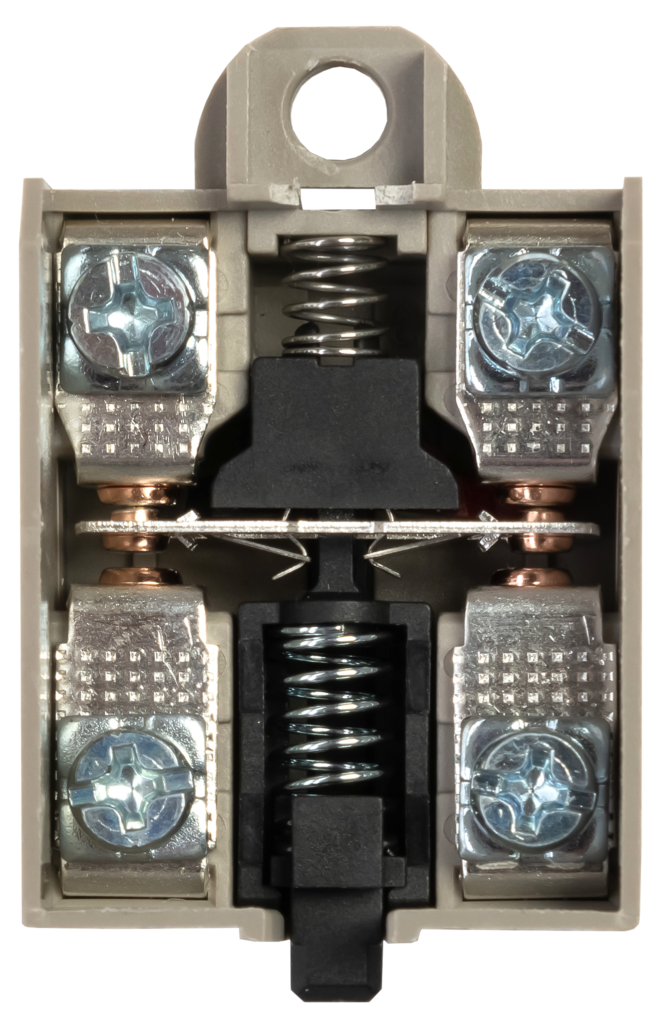 Двойная пружина в контактном блоке с длительным сроком службы.