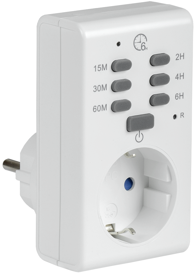 Розетка-таймер электронный РТЭ-2 с индикацией 15мин-6ч 16А IP20 IEK
