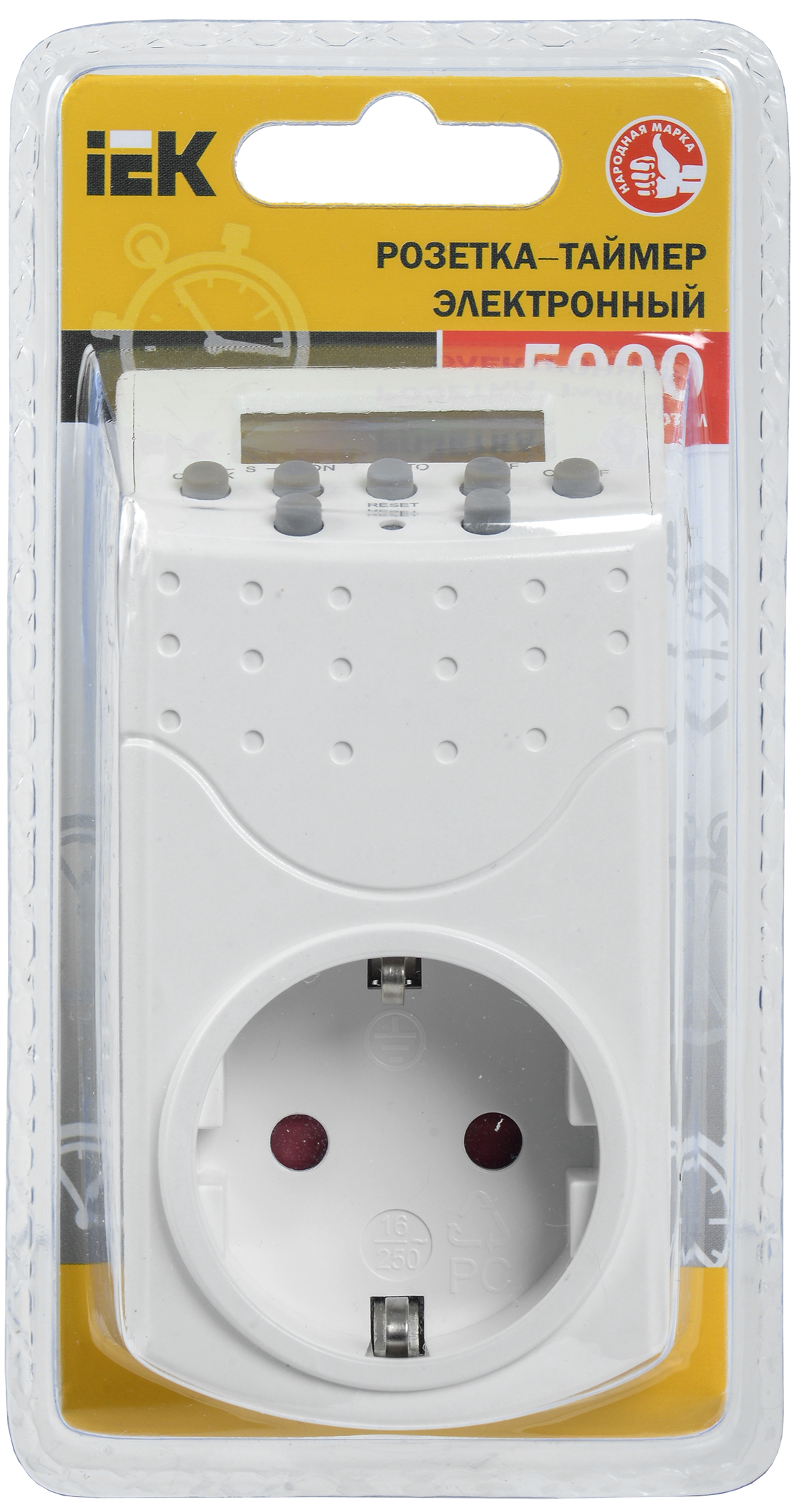 Розетка-таймер электронный РТЭ-1 1мин 7дн 140on/off 16А IP20 IEK