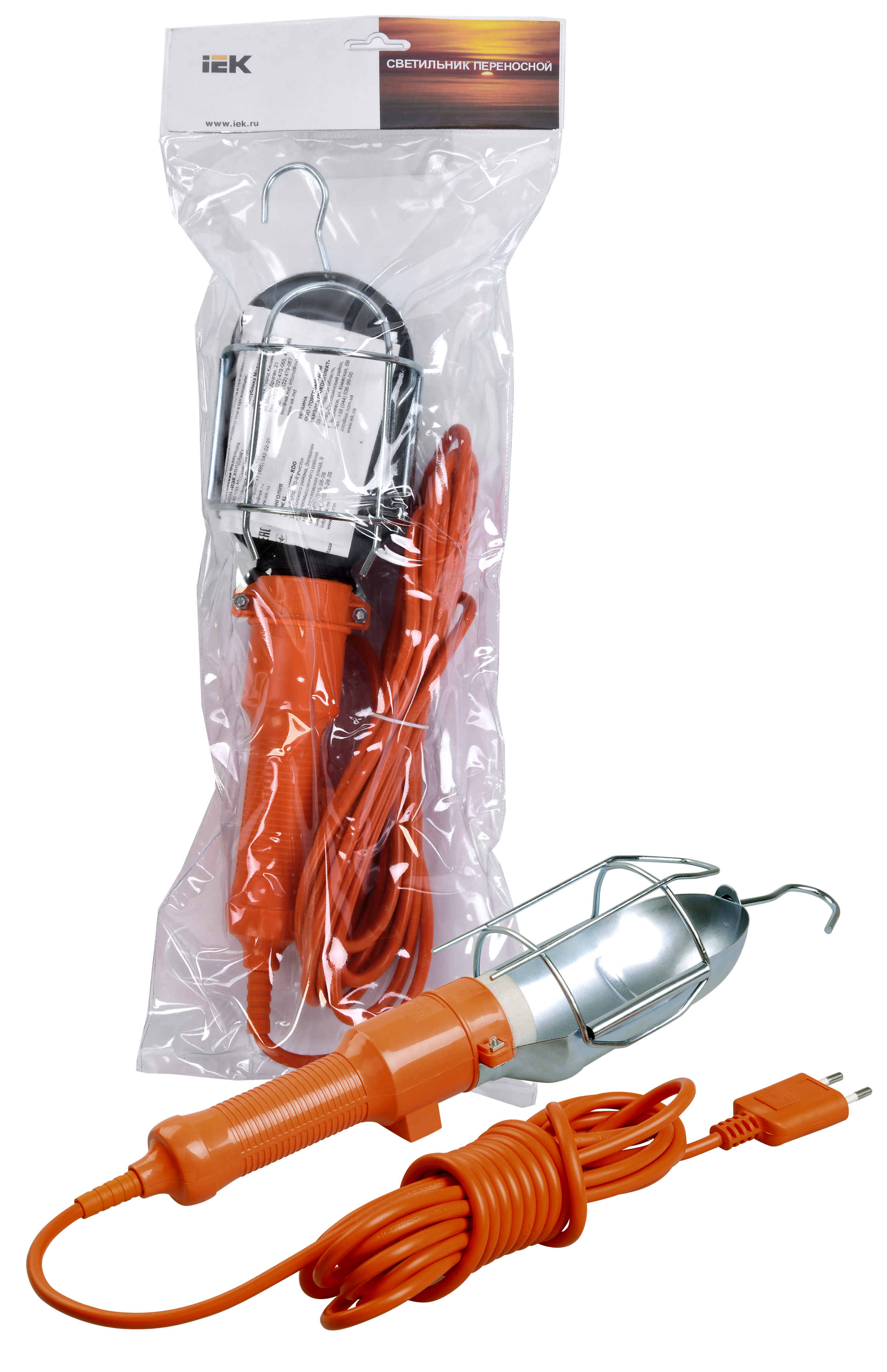 Светильник переносной УП-1Р плоская вилка (с выключателем) 2Р/5м 2х0,75 IEK