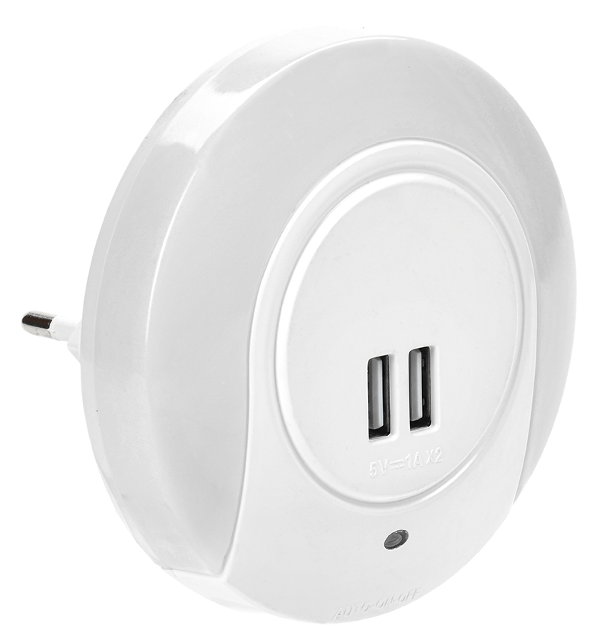 Светильник-ночник светодиодный 001 круг с USB разъемом и датчиком освещенности 220В IEK