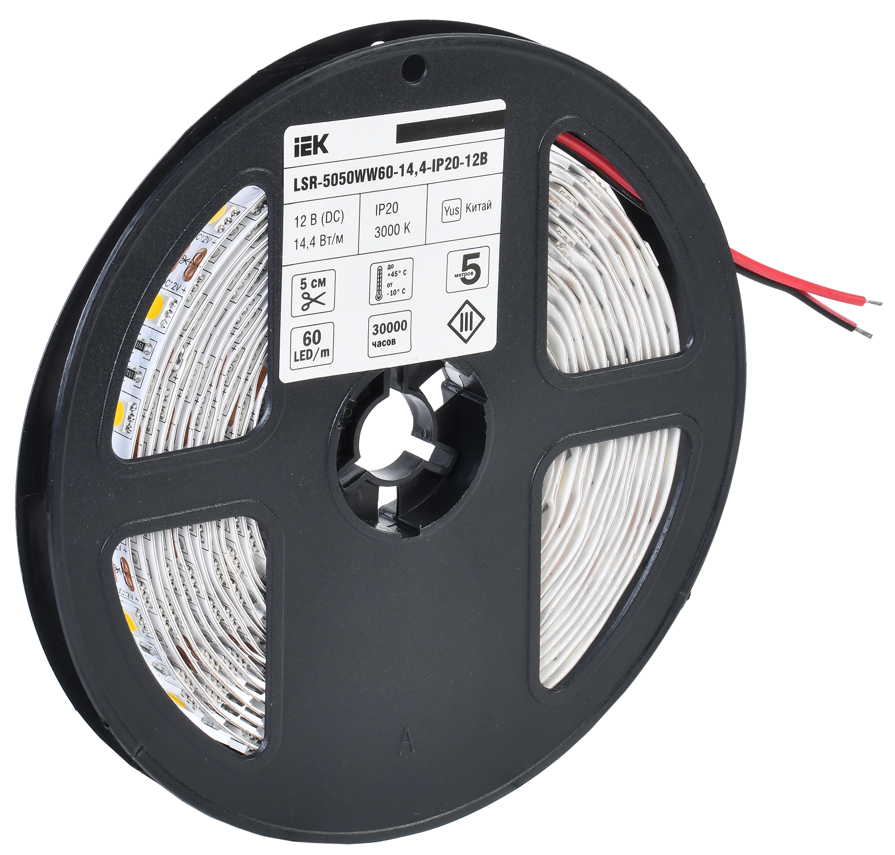 Лента светодиодная 5м LSR-5050WW60-14,4-IP20-12В IEK