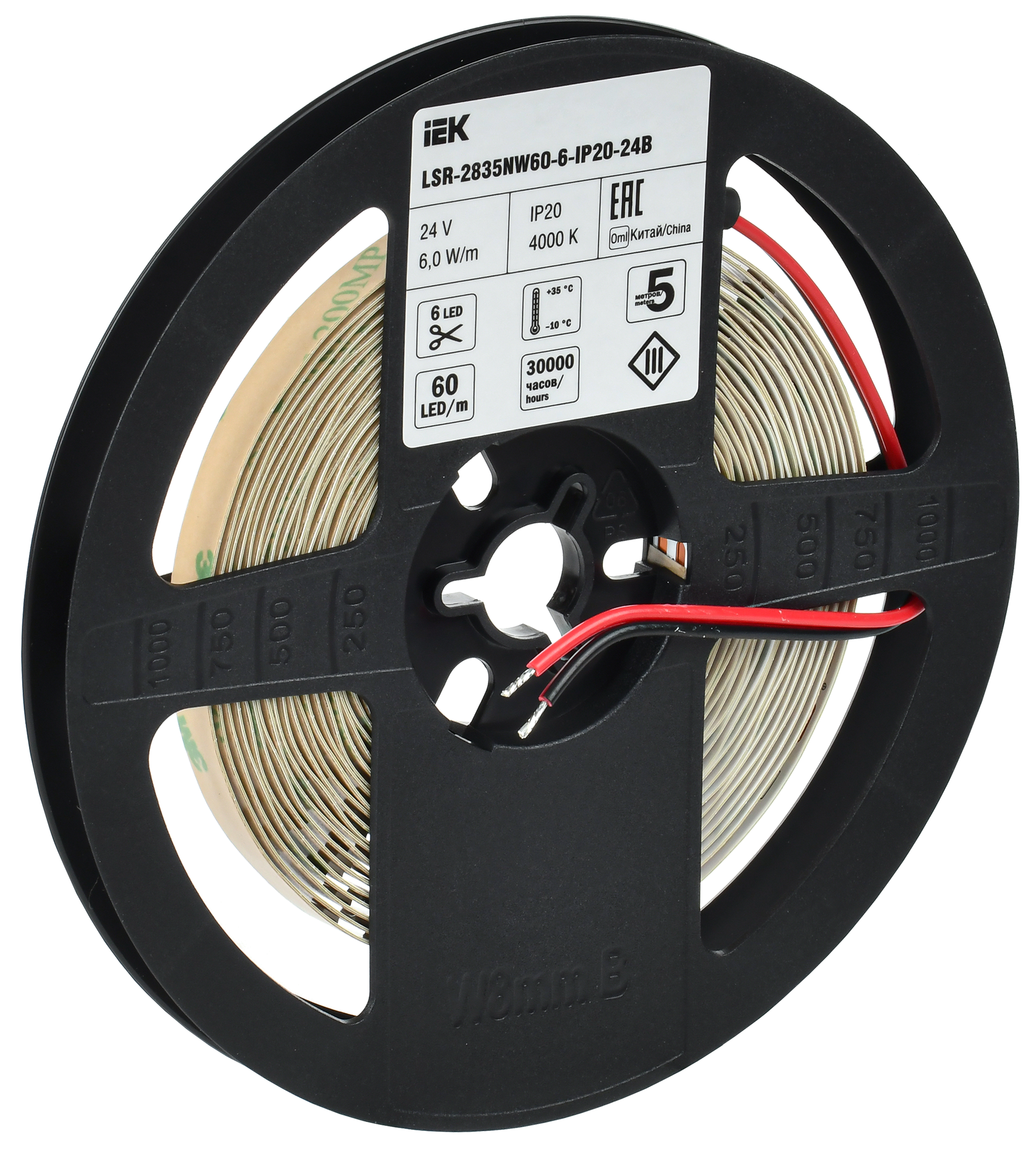 Лента светодиодная 5м LSR-2835NW60-6-IP20-24В IEK