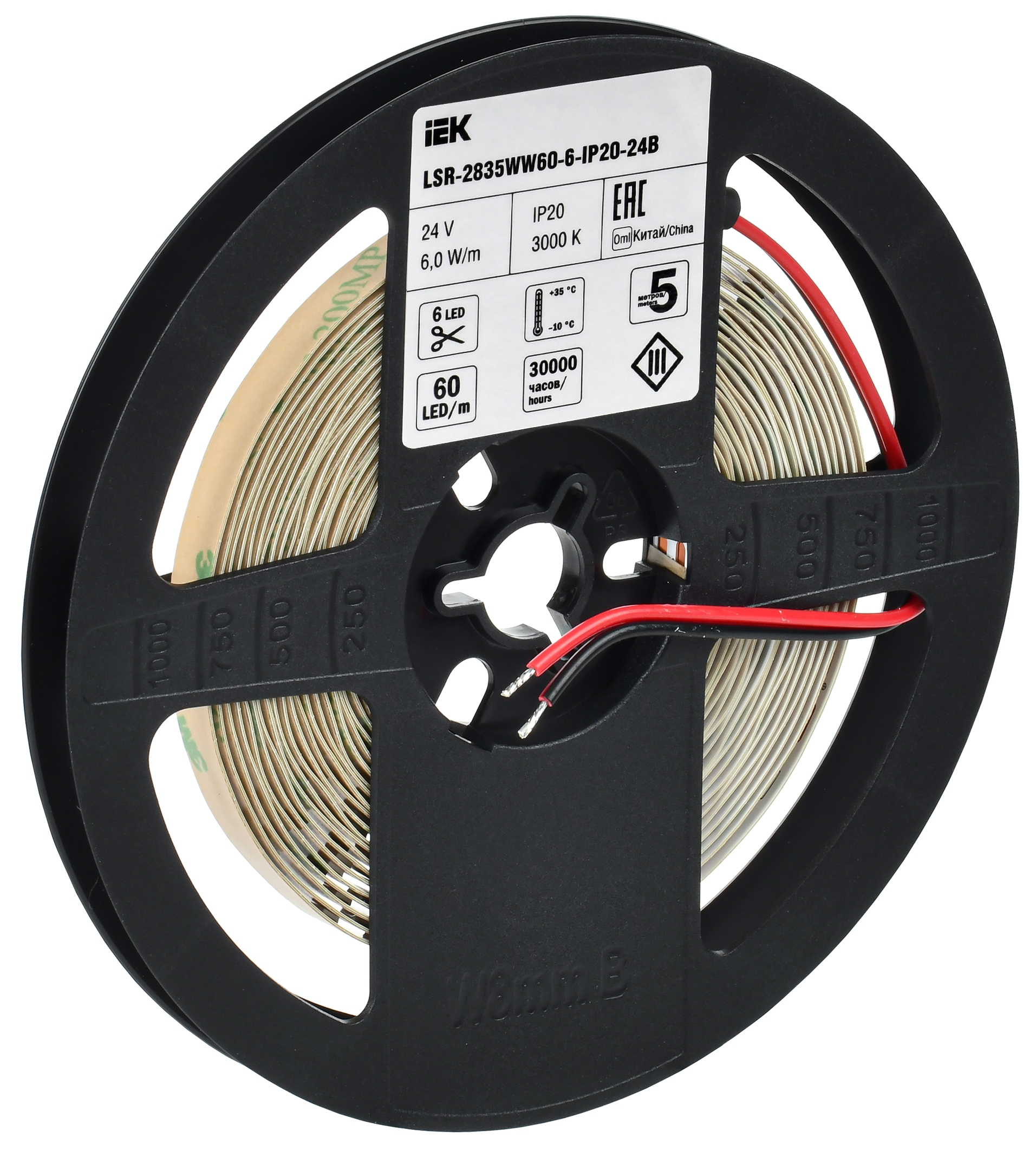 Лента светодиодная 5м LSR-2835WW60-6-IP20-24В IEK