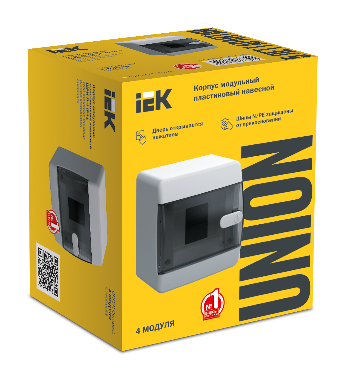 UNION Compact Корпус пластиковый ЩРН-П-4 IP41 черная прозрачная дверь IEK