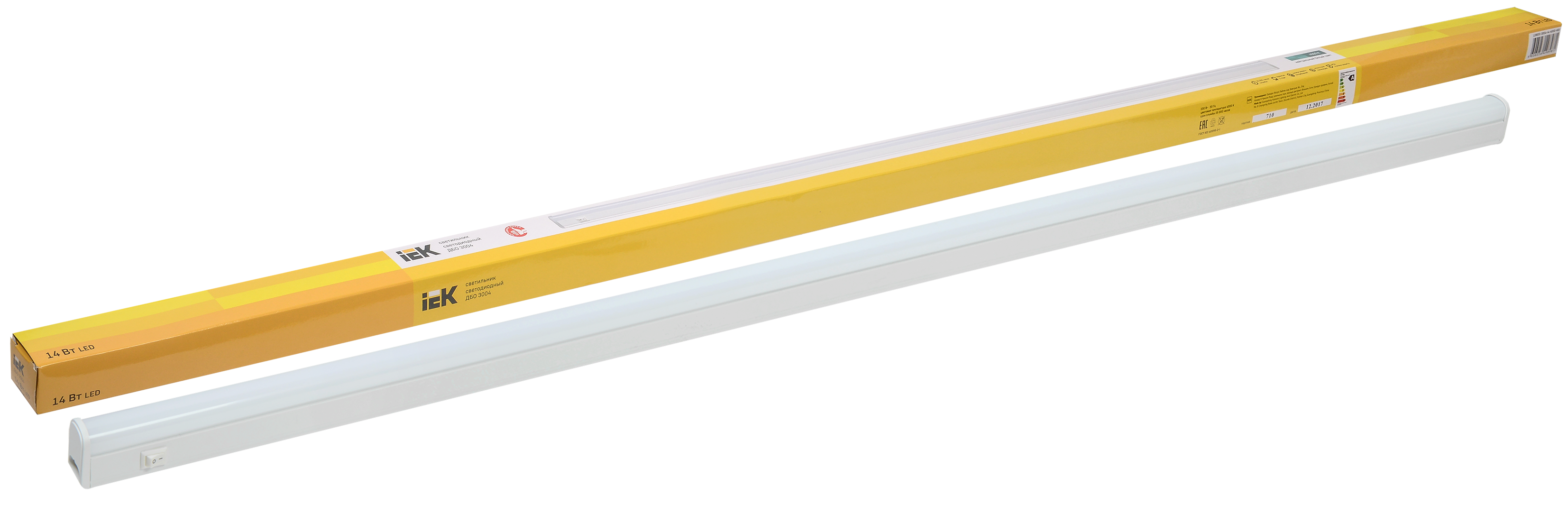Светильник светодиодный линейный ДБО 3004 14Вт 4000К IP20 1172мм пластик IEK