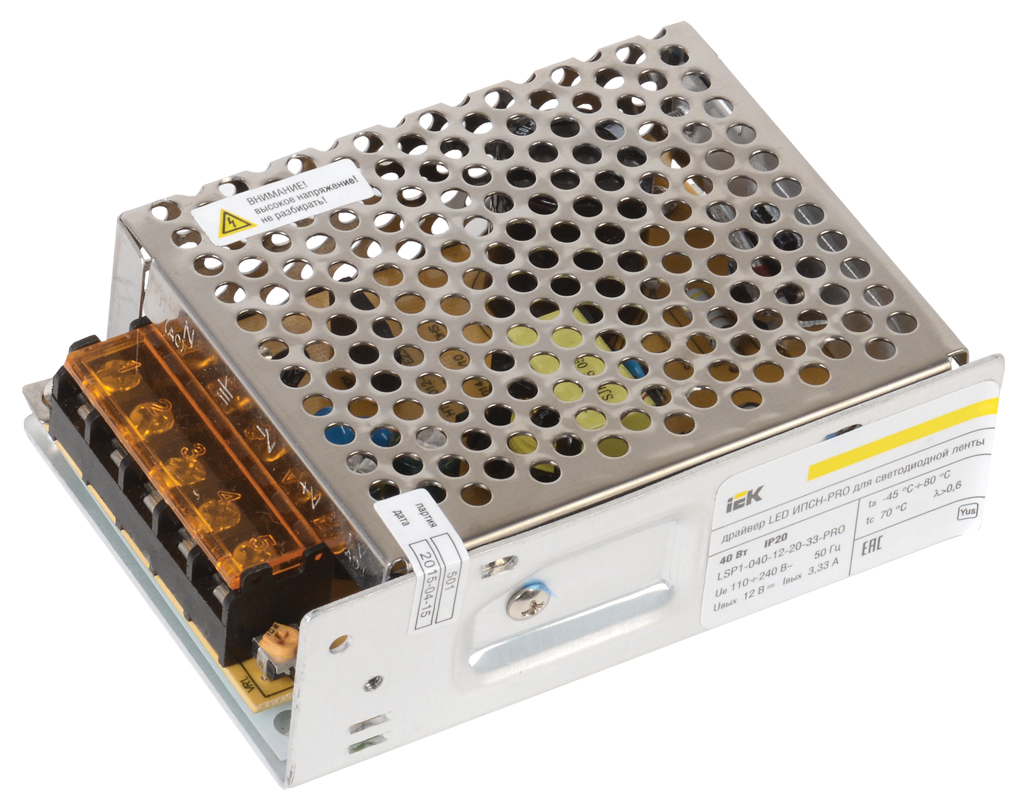 Драйвер LED ИПСН-PRO 40Вт 12В блок-клеммы IP20 IEK