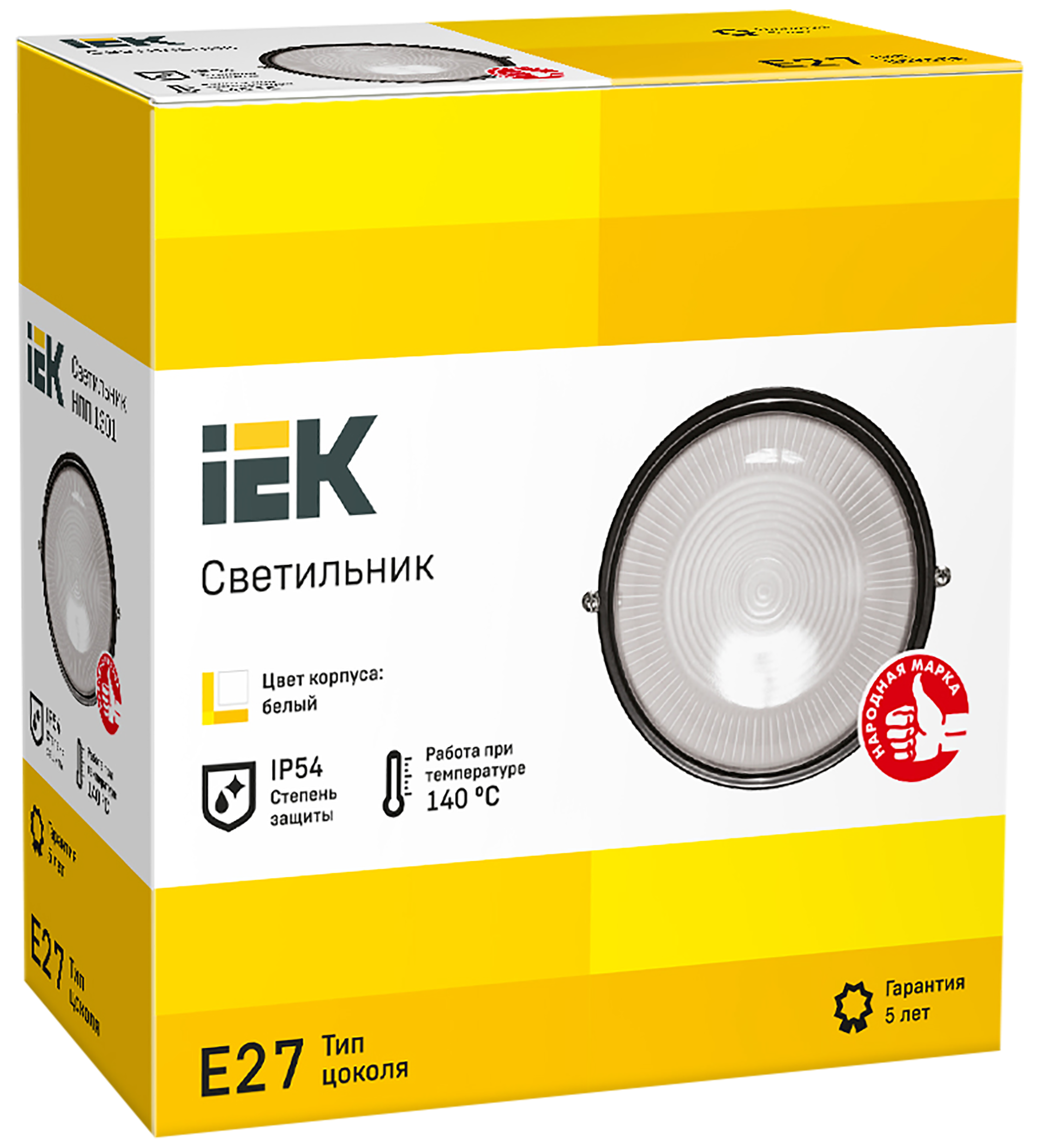 Светильник НПП1301 круг 60Вт IP54 белый IEK