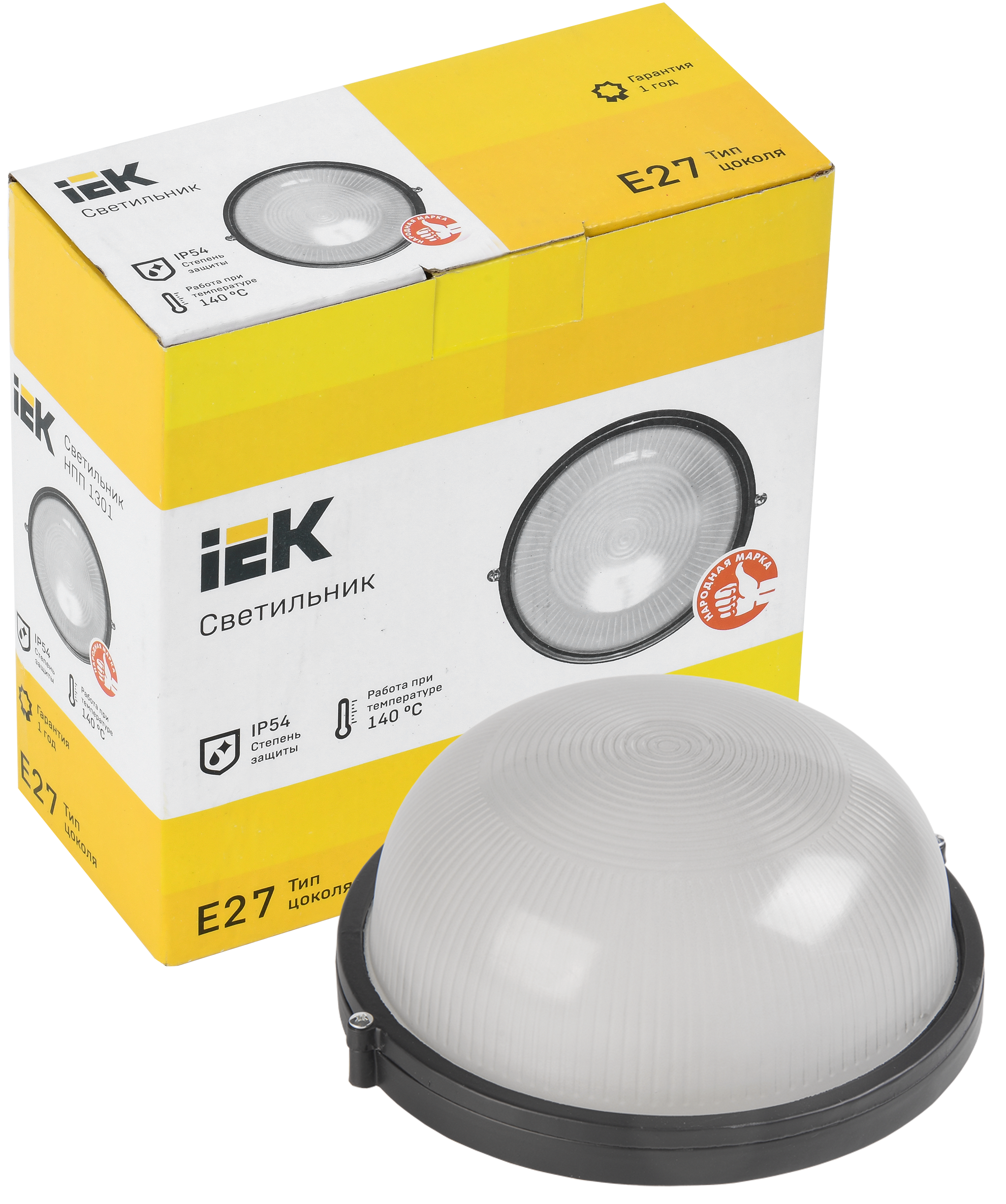 Светильник НПП1301 круг 60Вт IP54 черный IEK