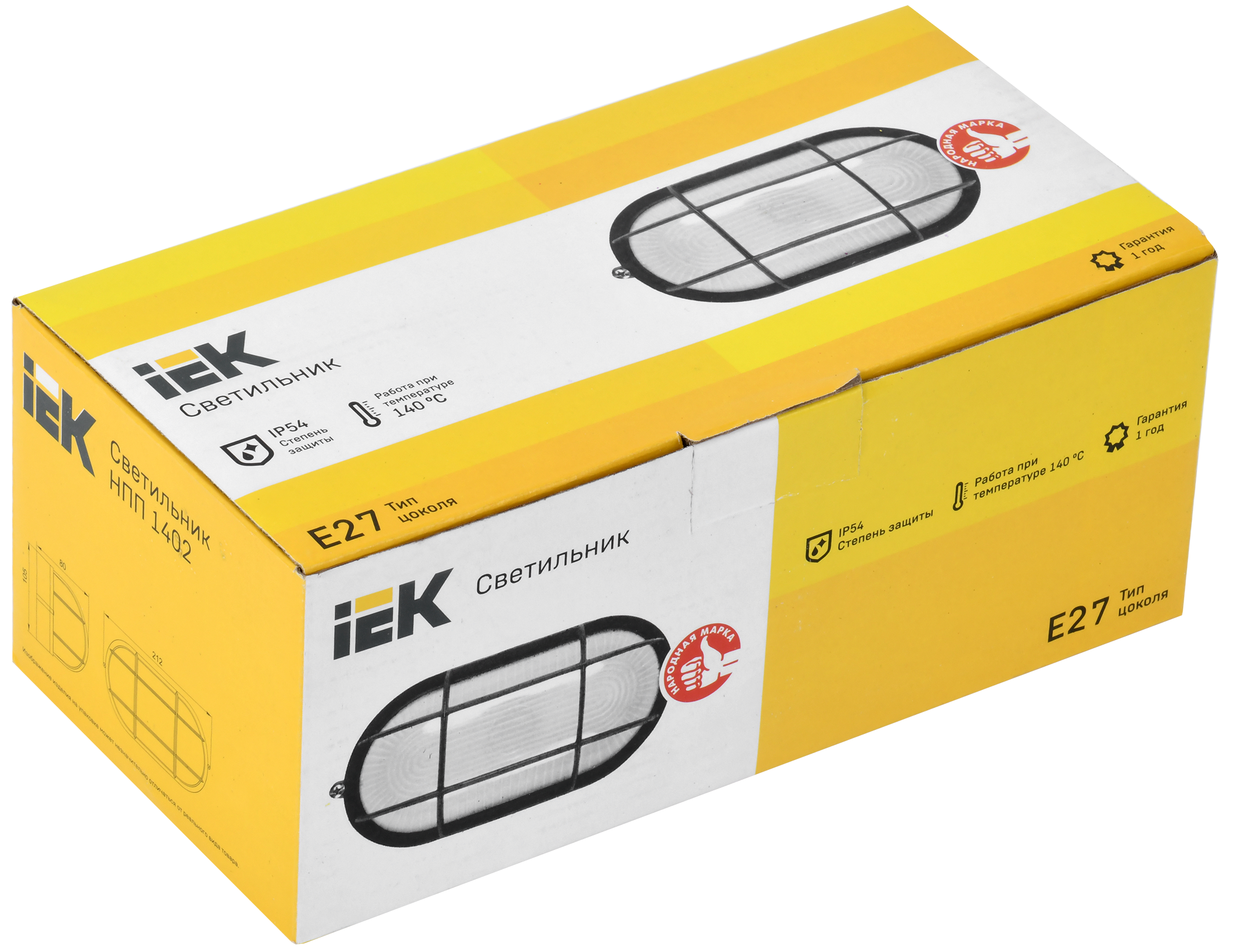 Светильник НПП1402 овал с решеткой 60Вт IP54 белый IEK