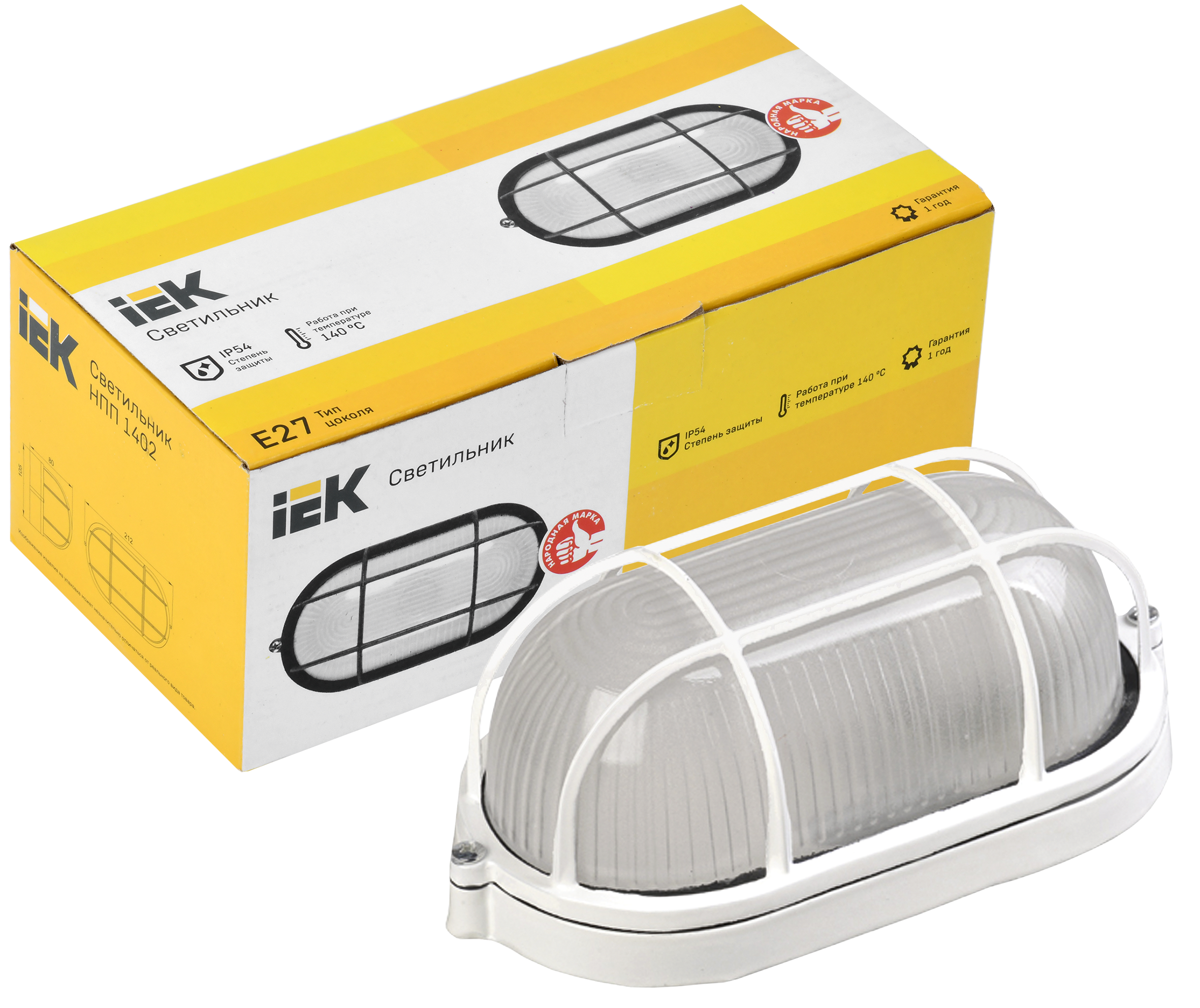 Светильник НПП1402 овал с решеткой 60Вт IP54 белый IEK