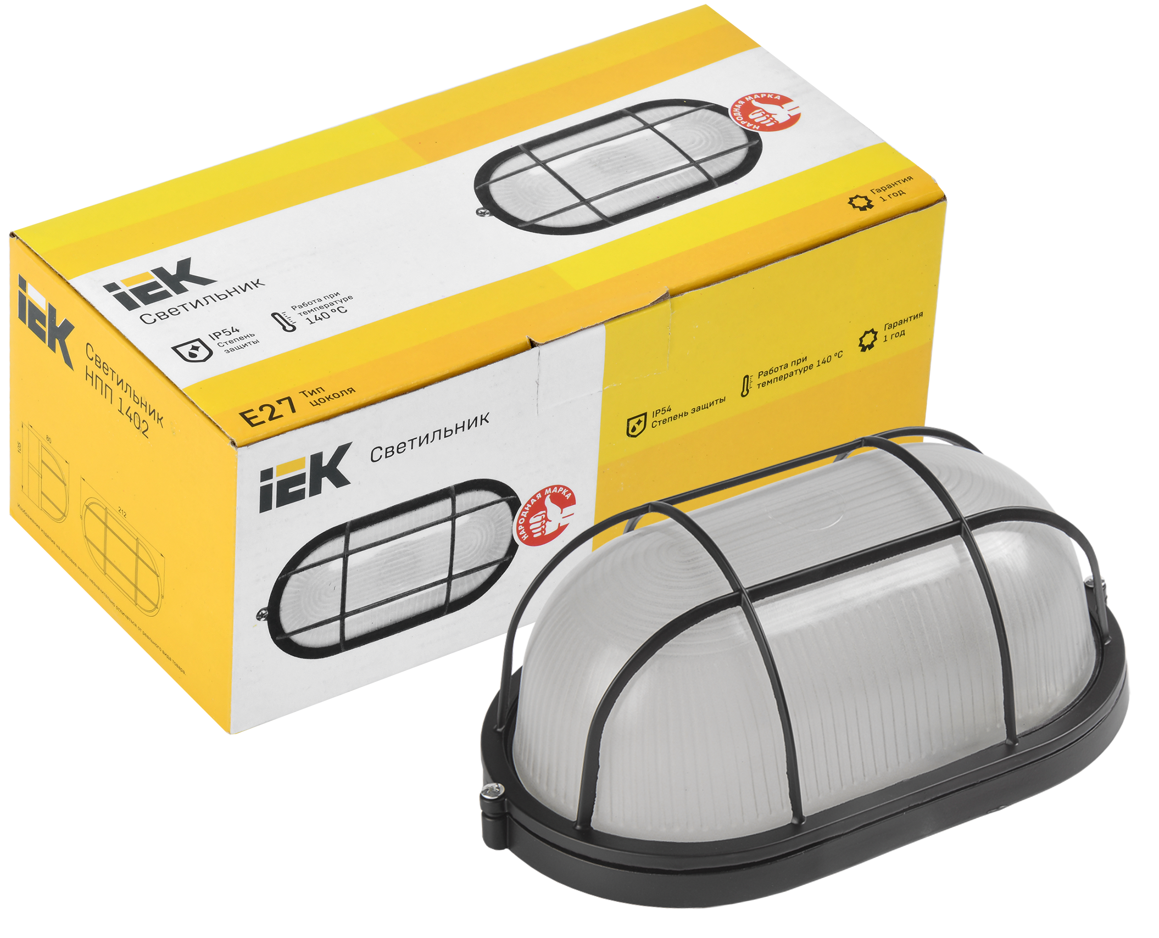 Светильник НПП1402 овал с решеткой 60Вт IP54 черный IEK