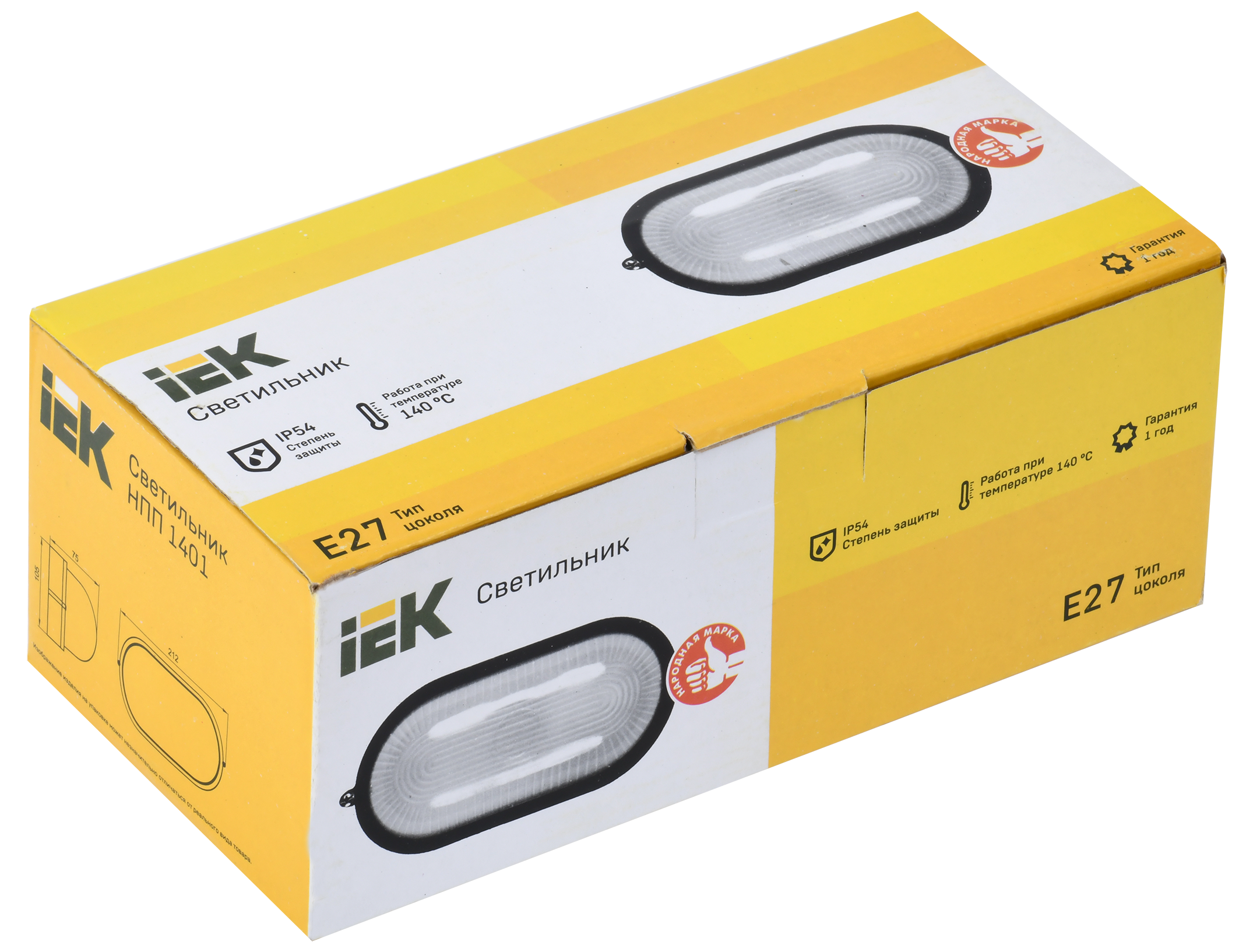 Светильник НПП1401 овал 60Вт IP54 белый IEK