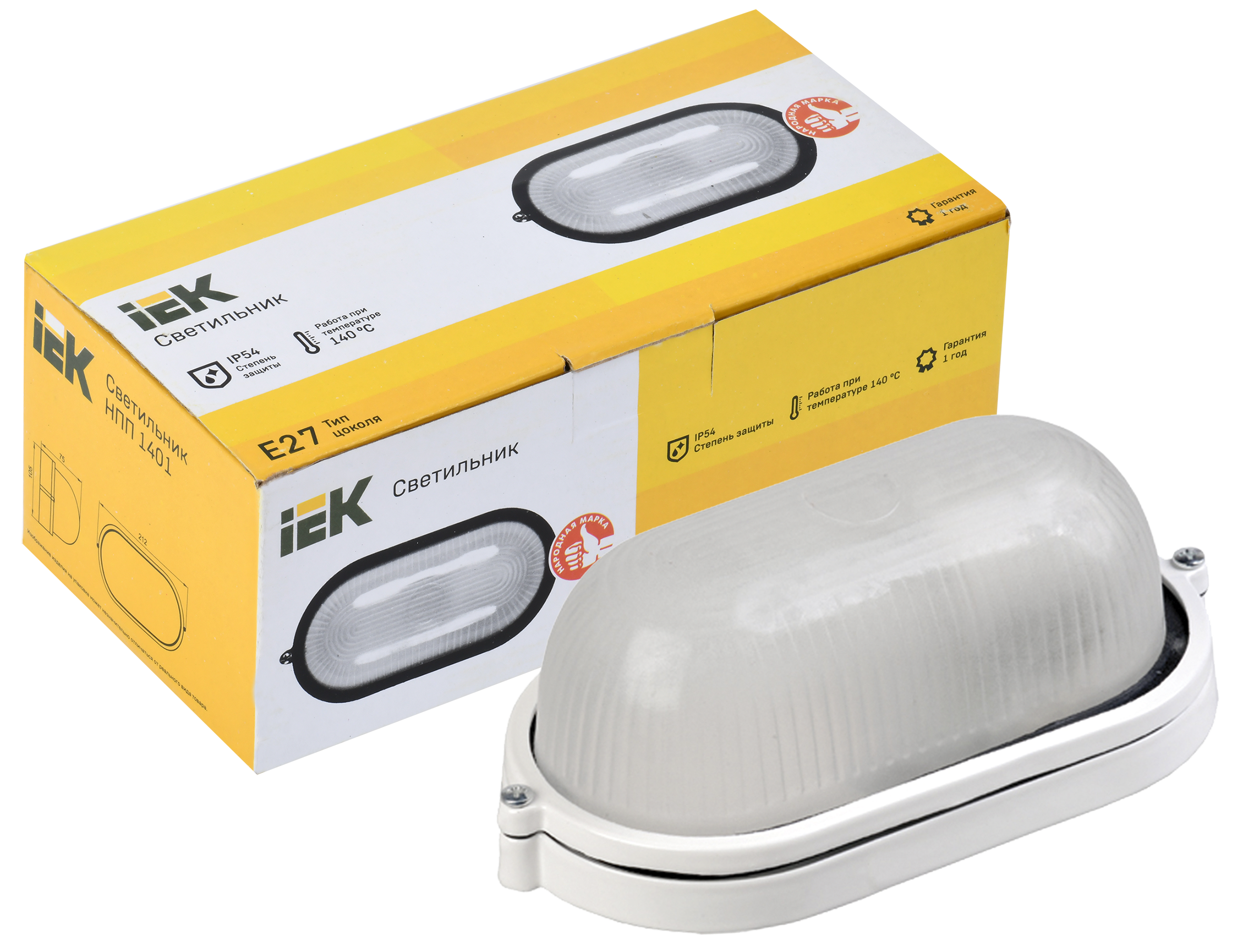 Светильник НПП1401 овал 60Вт IP54 белый IEK