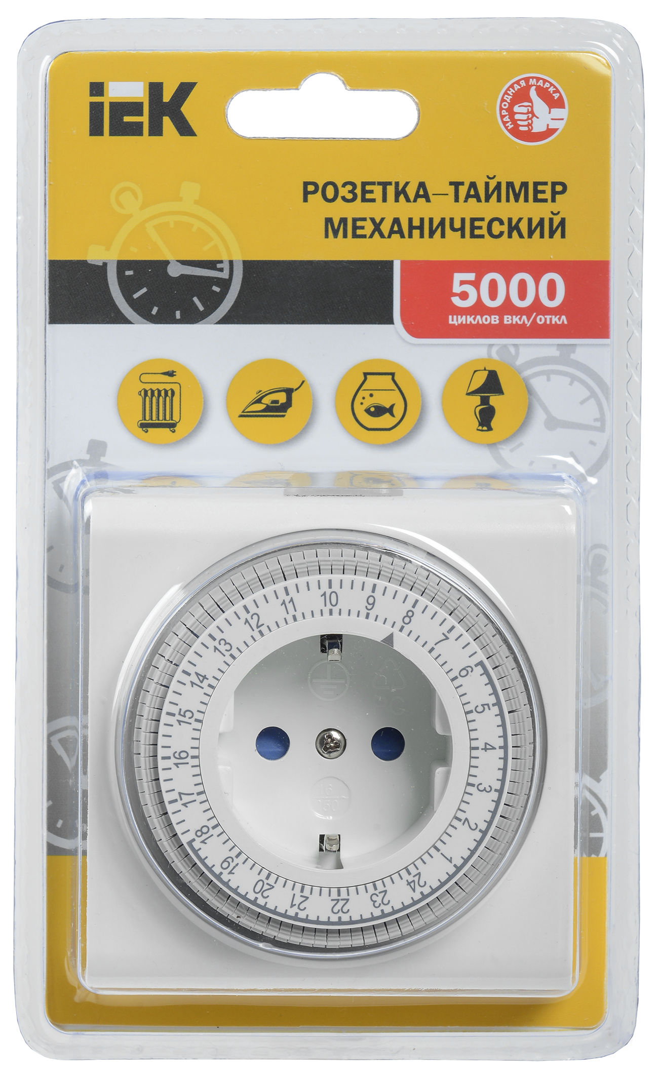 Розетка-таймер механический РТМ-3 15мин 24ч 96on/off 16А IP20 IEK