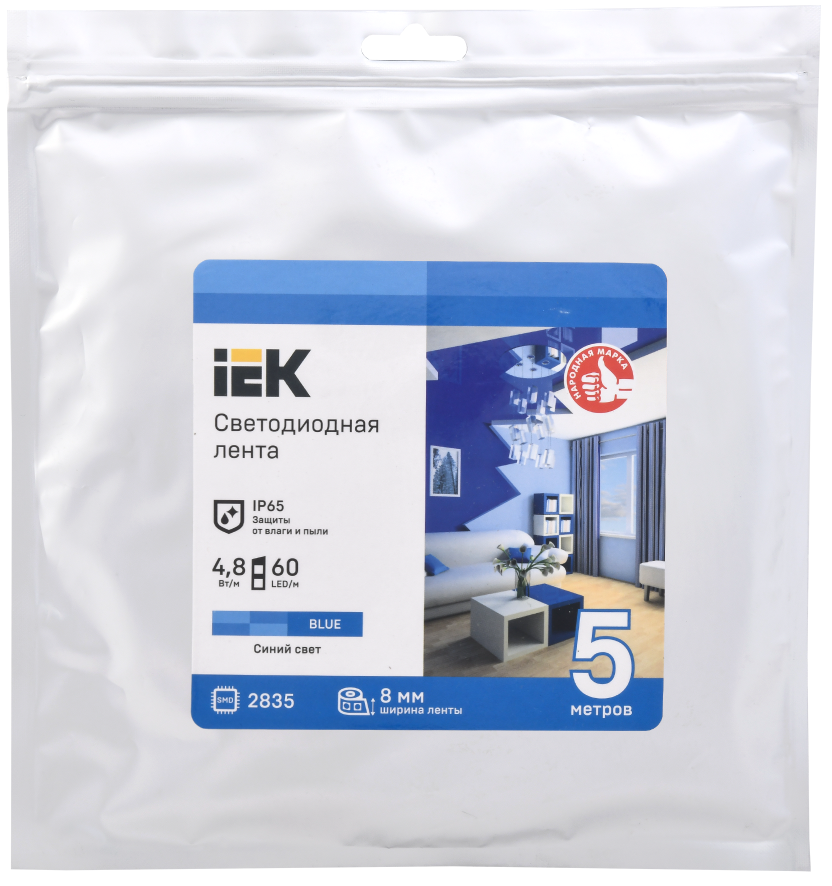 Лента светодиодная 5м LSR-2835B60-4,8-IP65-12В IEK