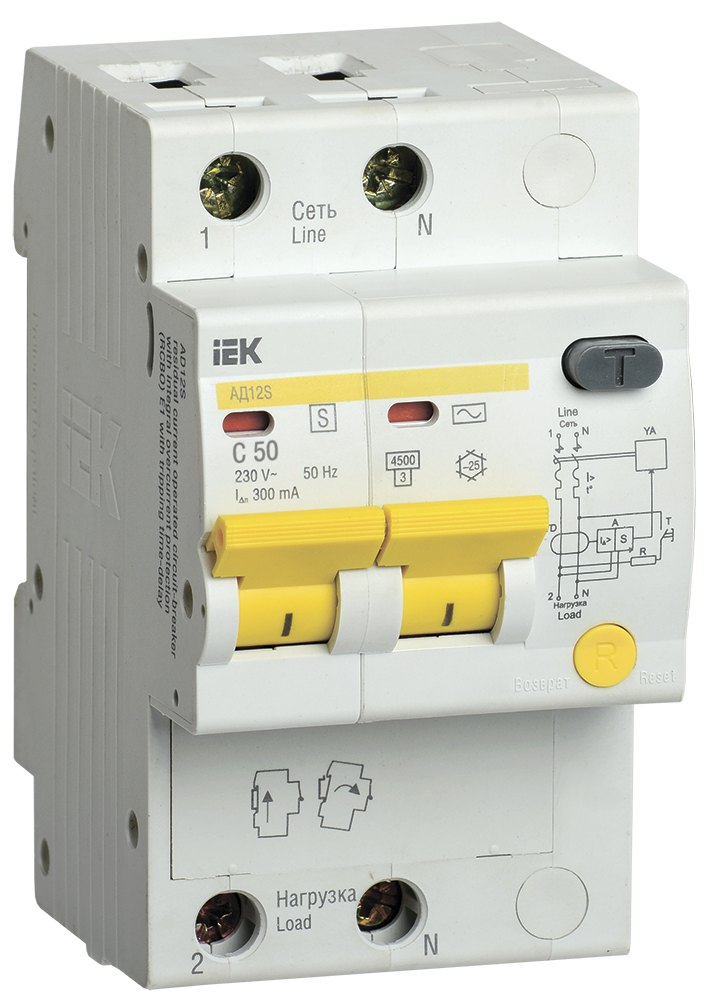 KARAT Дифференциальный автомат АД12S 2P 50А 300мА тип AC IEK