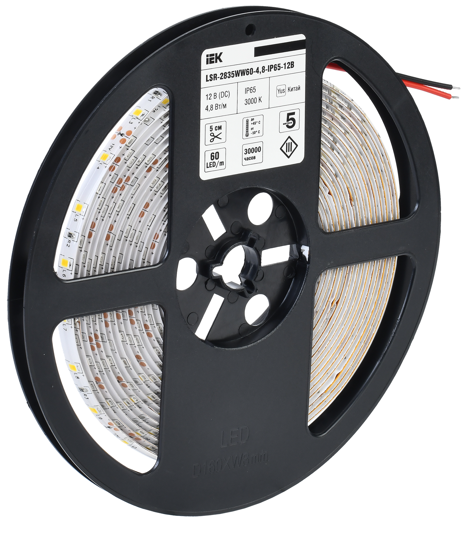 Лента светодиодная 5м LSR-2835WW60-4,8-IP65-12В IEK