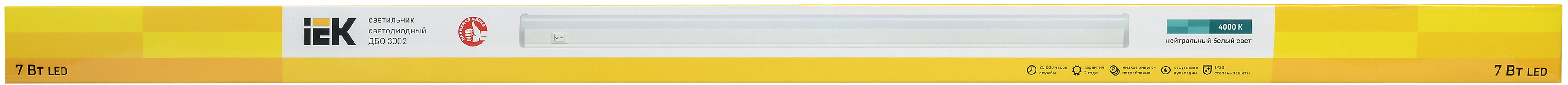 Светильник светодиодный линейный ДБО 3002 7Вт 4000К IP20 572мм пластик IEK