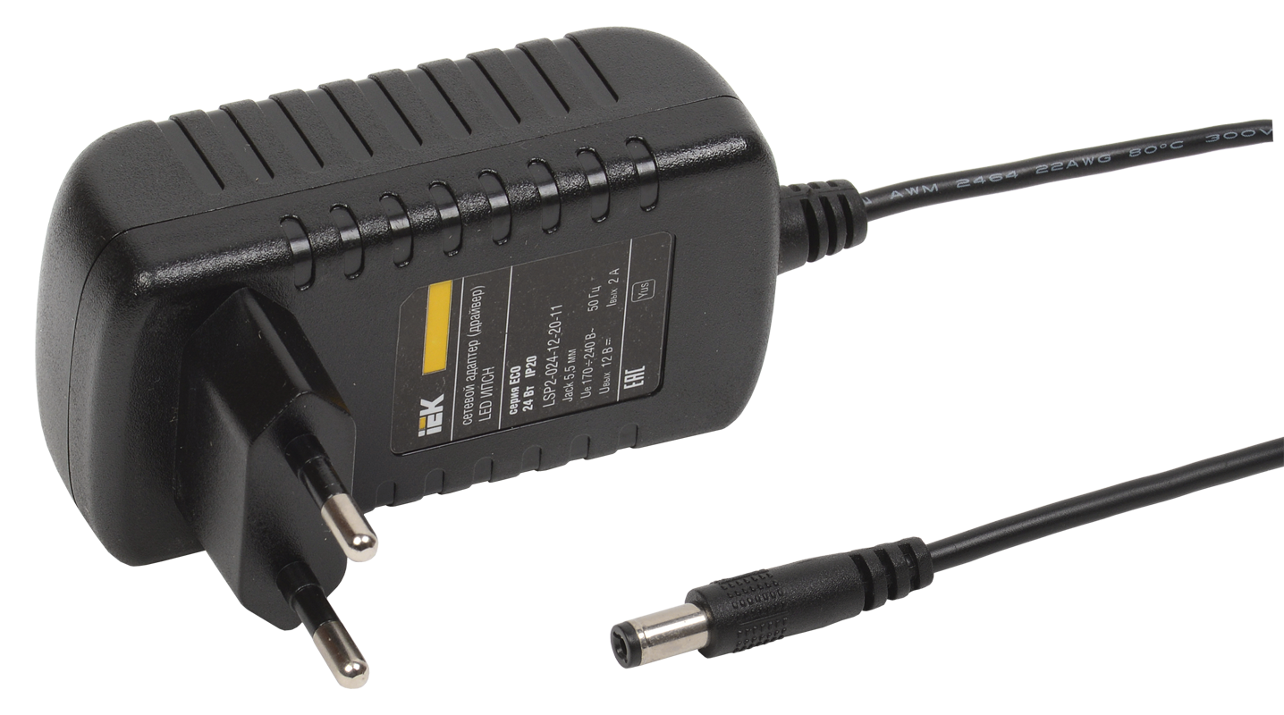 Драйвер LED ИПСН-ECO 24Вт 12В адаптер-Jack5,5 IP20 IEK