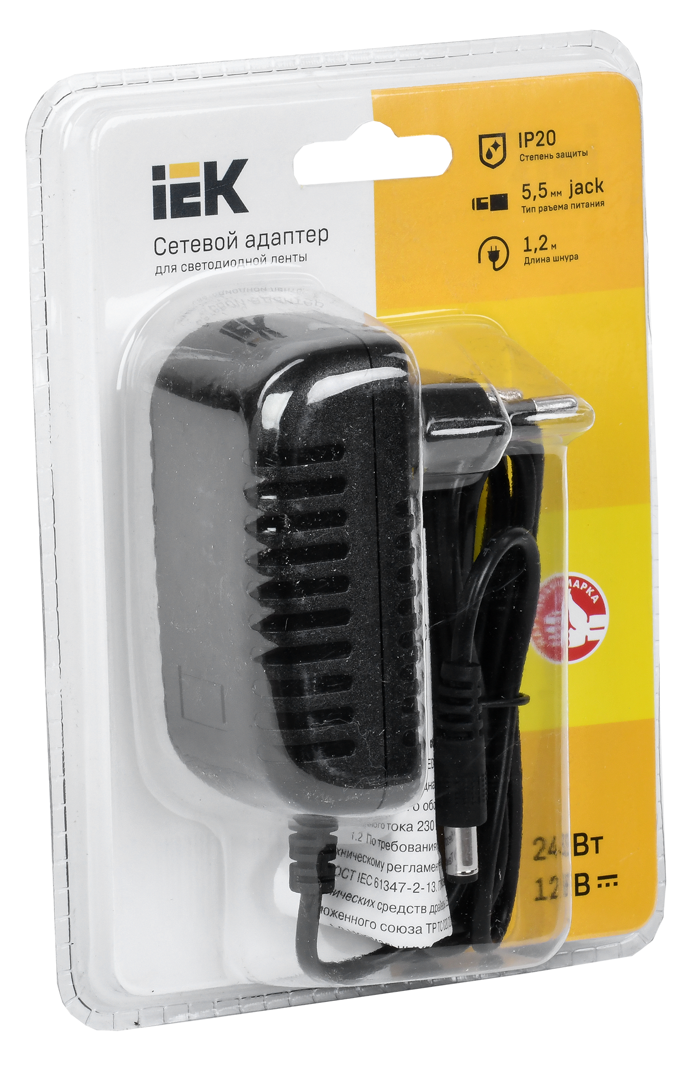 Драйвер LED ИПСН-ECO 24Вт 12В адаптер-Jack5,5 IP20 IEK