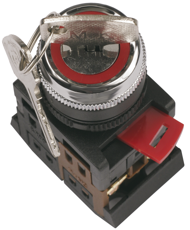 Переключатель АKS-22 на 2 положения "I-O" 1з+1р с ключом черный IEK