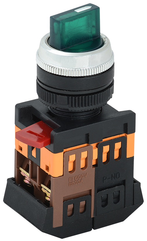 Переключатель АNСLR-22-3 на 3 фиксированных положения "I-O" 1з+1р неон/240В зеленый IEK