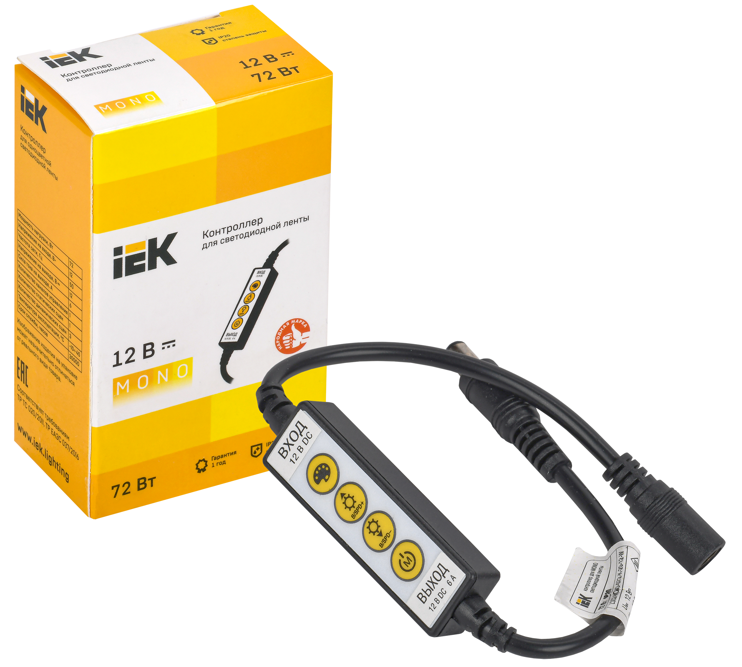 Контроллер без ПДУ К MONO 1 канал 12В 6А 72Вт IEK