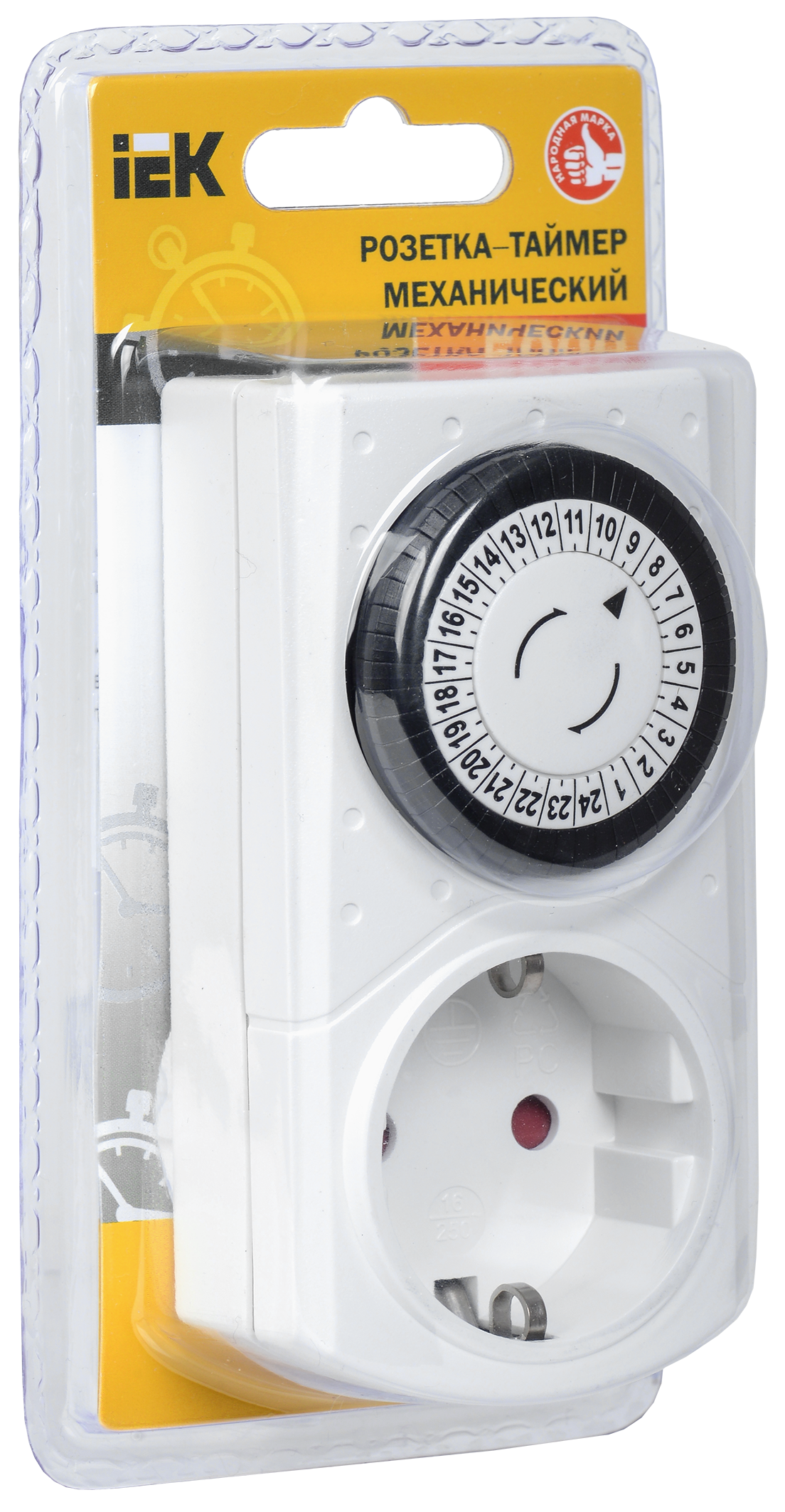 Розетка-таймер механический РТМ-1 30мин 24ч 48on/off 16А IP20 IEK