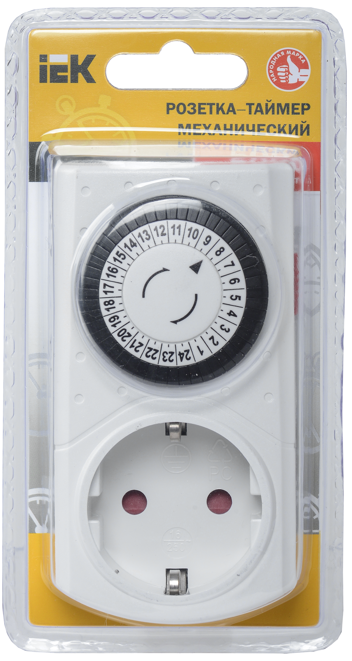Розетка-таймер механический РТМ-1 30мин 24ч 48on/off 16А IP20 IEK