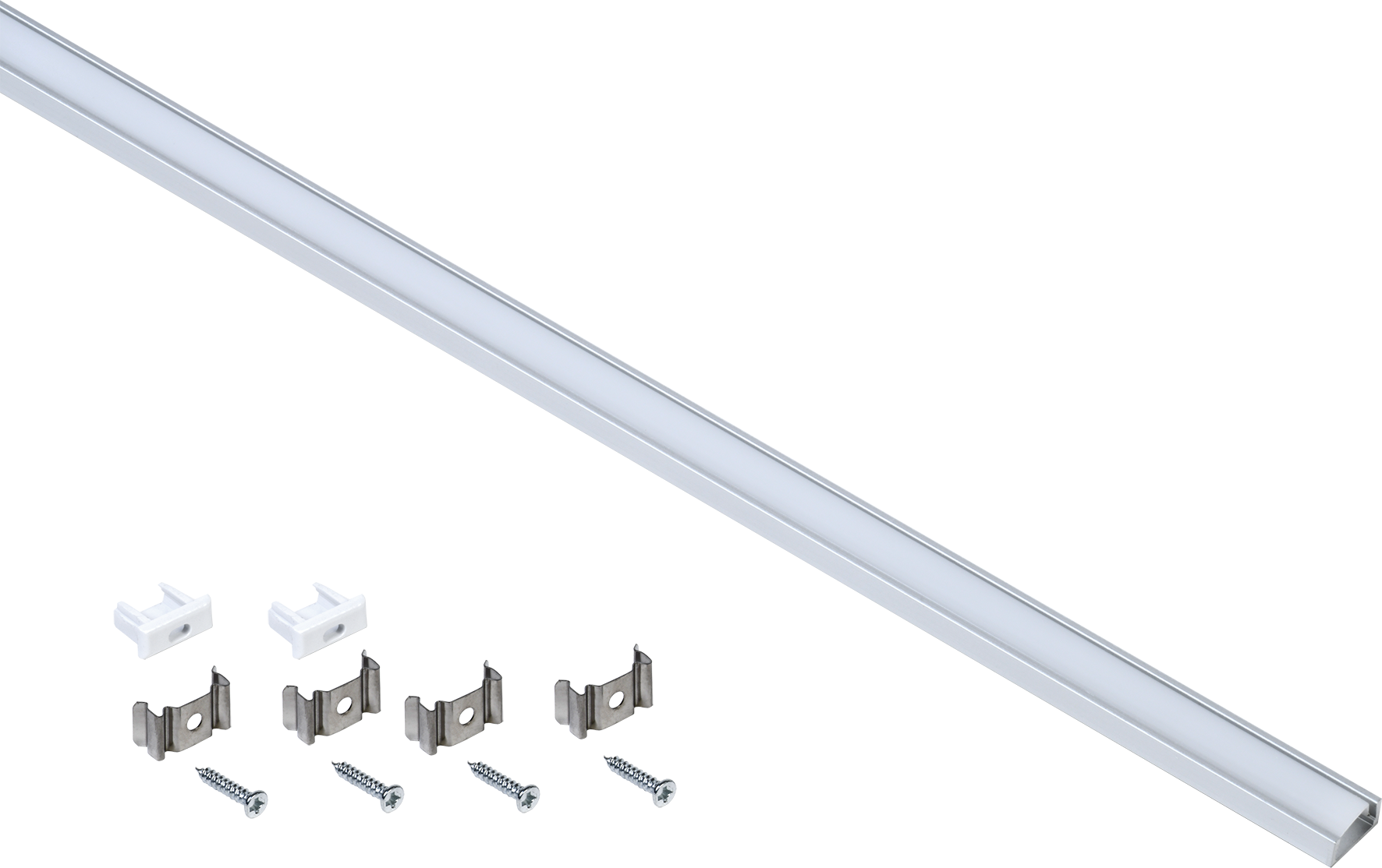 Профиль алюминиевый для светодиодной ленты 1607 накладной прямоугольный 2м с комплектом аксессуаров (опал) IEK