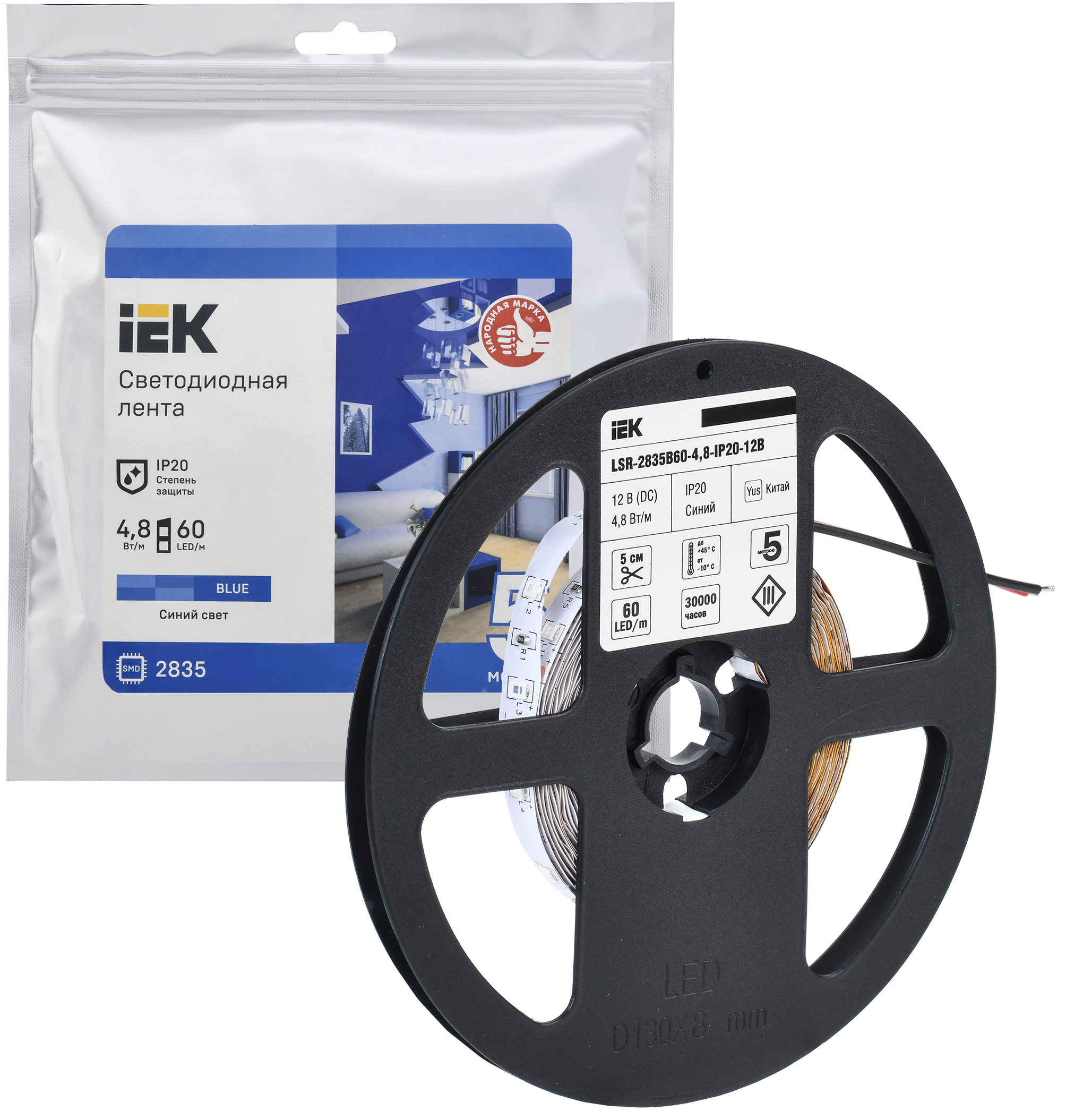 Лента светодиодная 5м LSR-2835B60-4,8-IP20-12В IEK