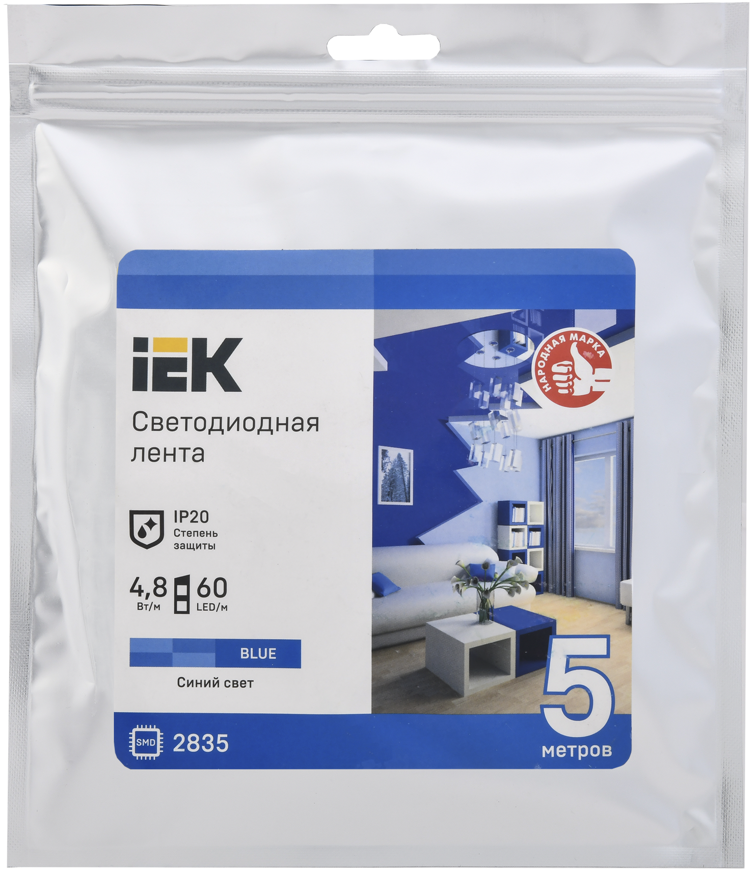 Лента светодиодная 5м LSR-2835B60-4,8-IP20-12В IEK