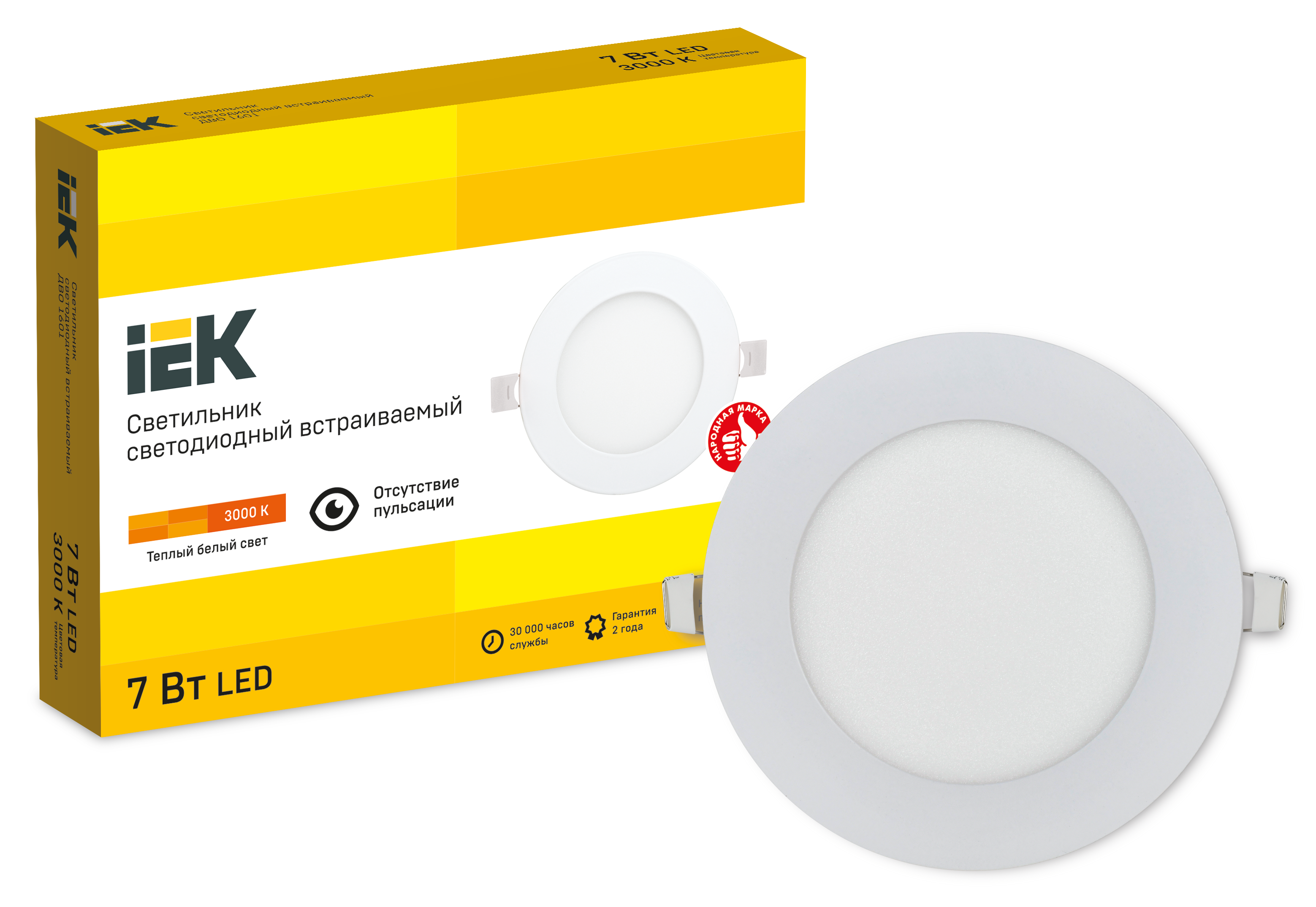 Светильник ДВО 1601 белый круг LED 7Вт 3000 IP20 IEK
