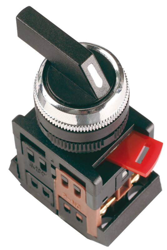 Переключатель АLС-22 на 2 фиксированных положения "I-O" 1з+1р длинная ручка черный IEK