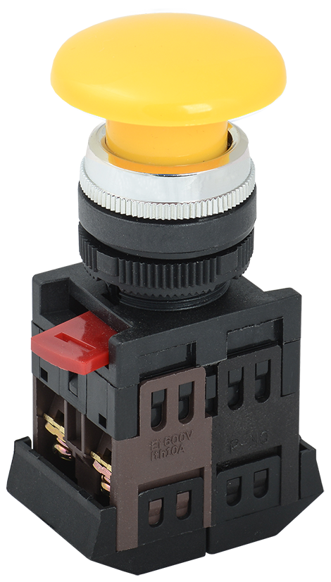 Кнопка управления AEА-22 "Грибок" d=22мм 1з+1р желтая IEK