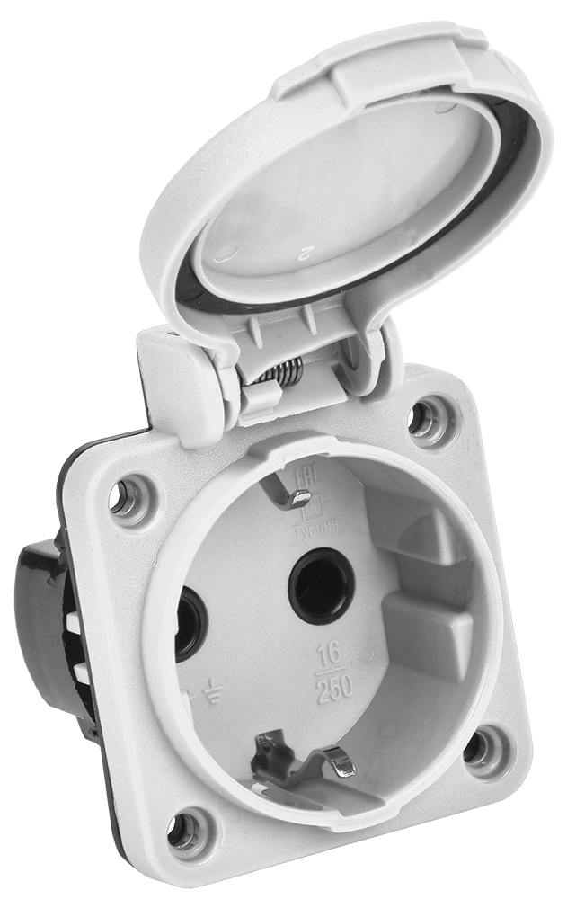 MAGNUM Розетка панельная SCHUKO РП13-3 с крышкой IP54 серый IEK