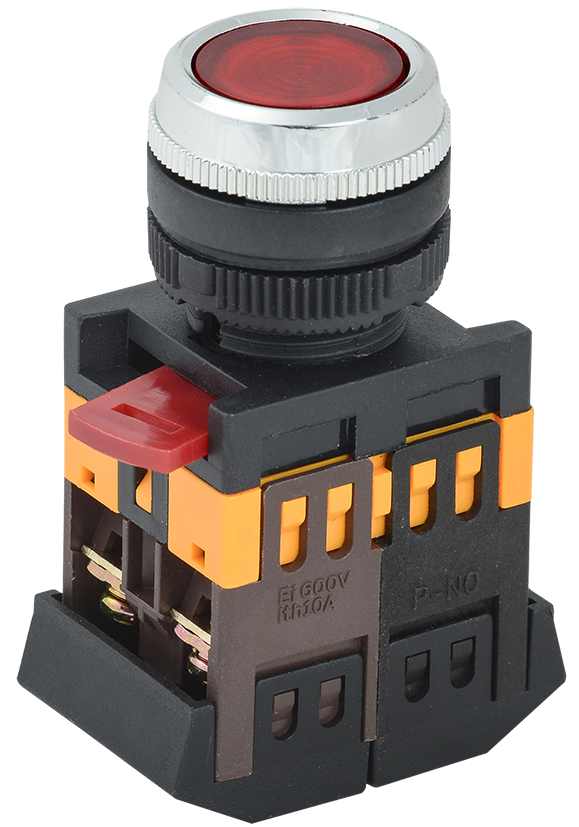 Кнопка ABLFS-22 красный d=22мм неон/240В 1з+1р IEK