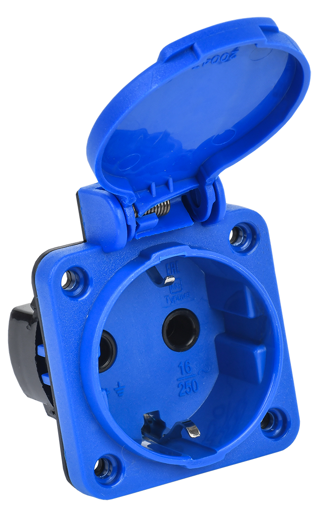 MAGNUM Розетка панельная SCHUKO РП11-3 с крышкой IP44 синий IEK