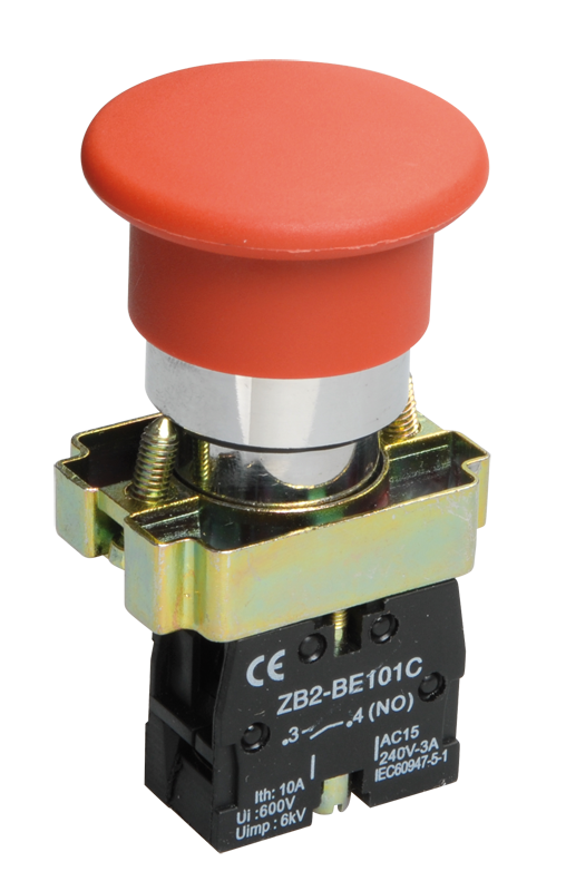 Кнопка управления LAY5-BC41"Грибок" без подсветки красная 1NO IEK