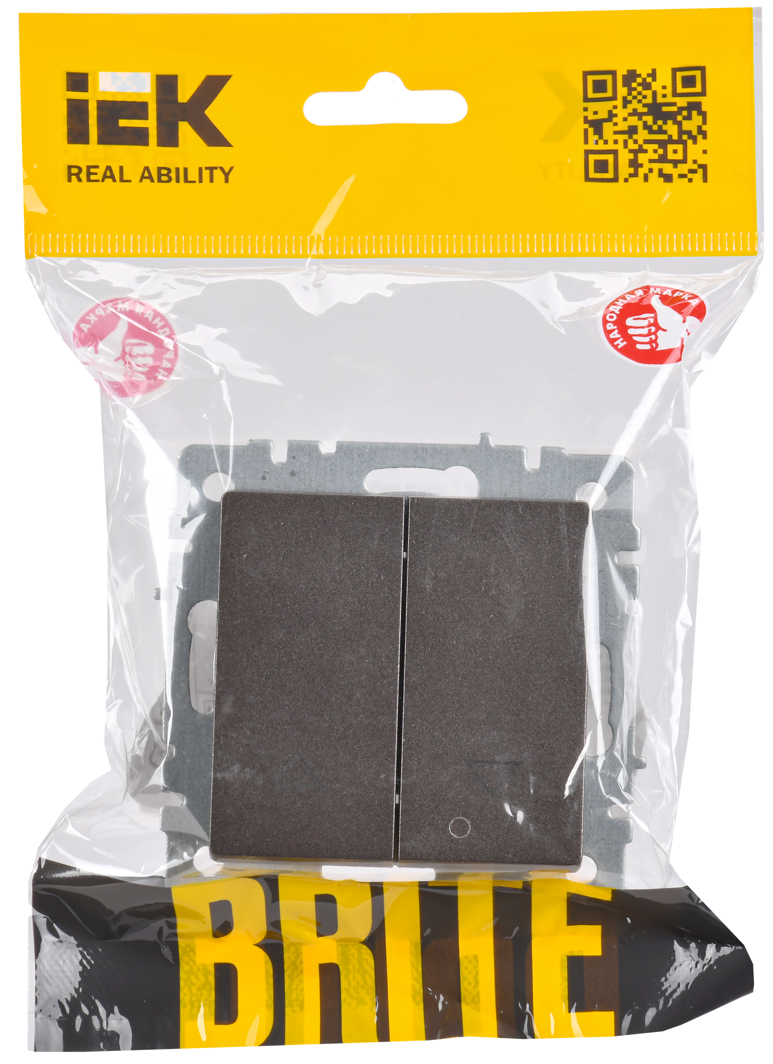 BRITE Выключатель жалюзи 10А ВС10-1-5-БрТБ темная бронза IEK